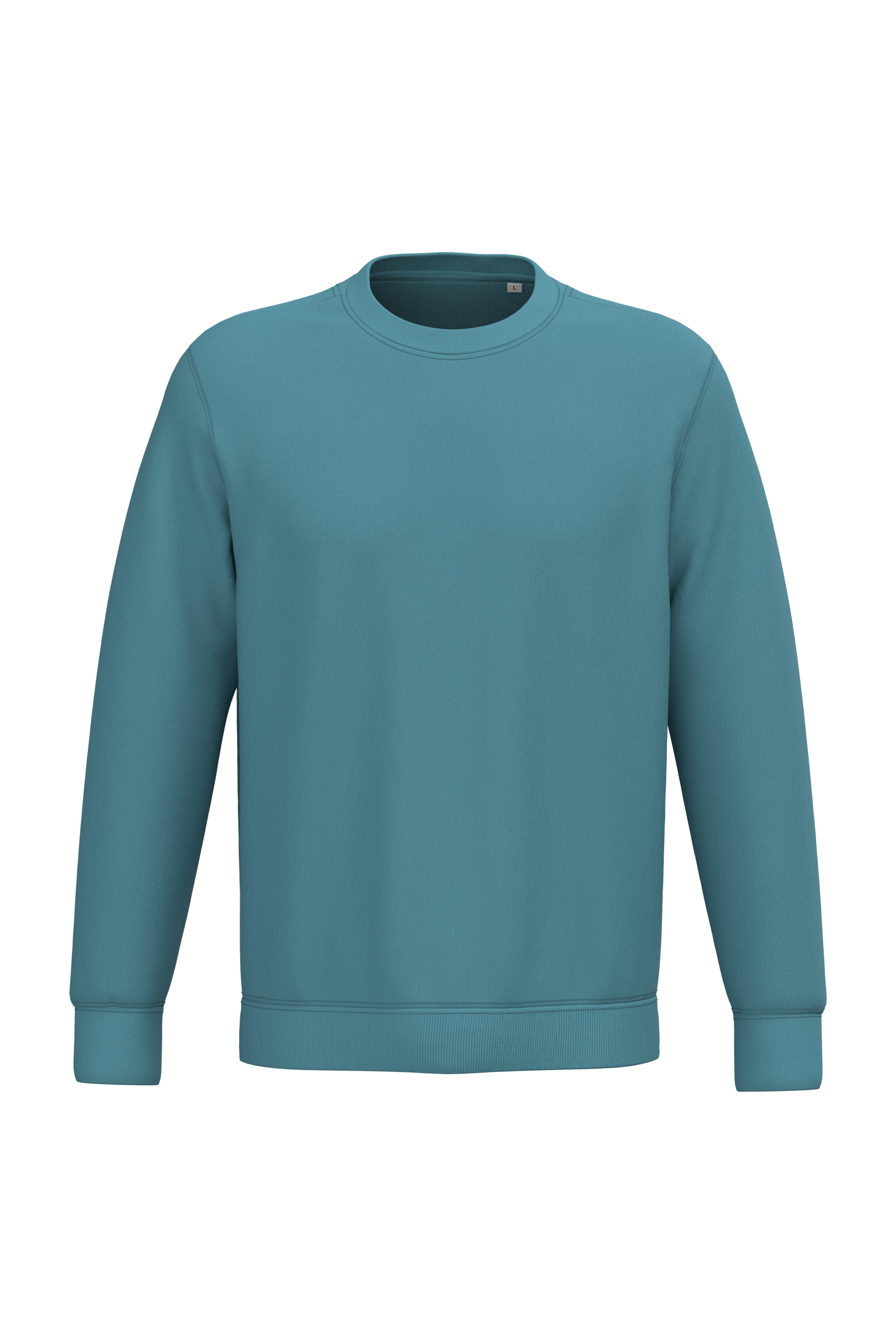 Sweatshirt sustentável decote redondo unissexo - Azul adriático