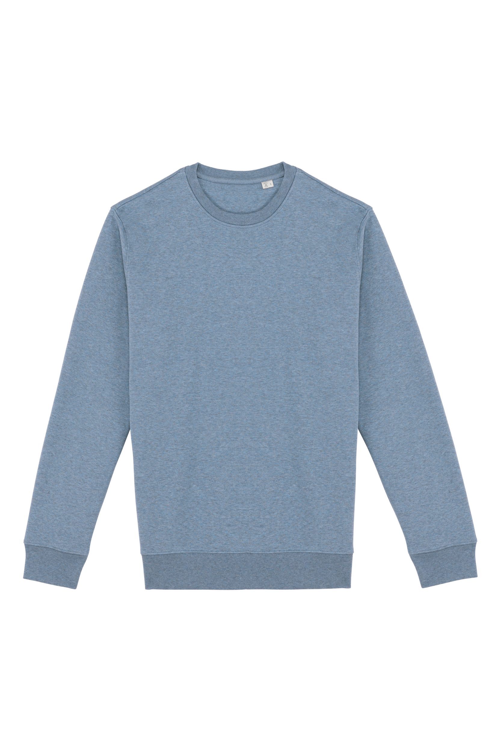 Sweatshirt sustentável decote redondo unissexo - Azul frio mesclado