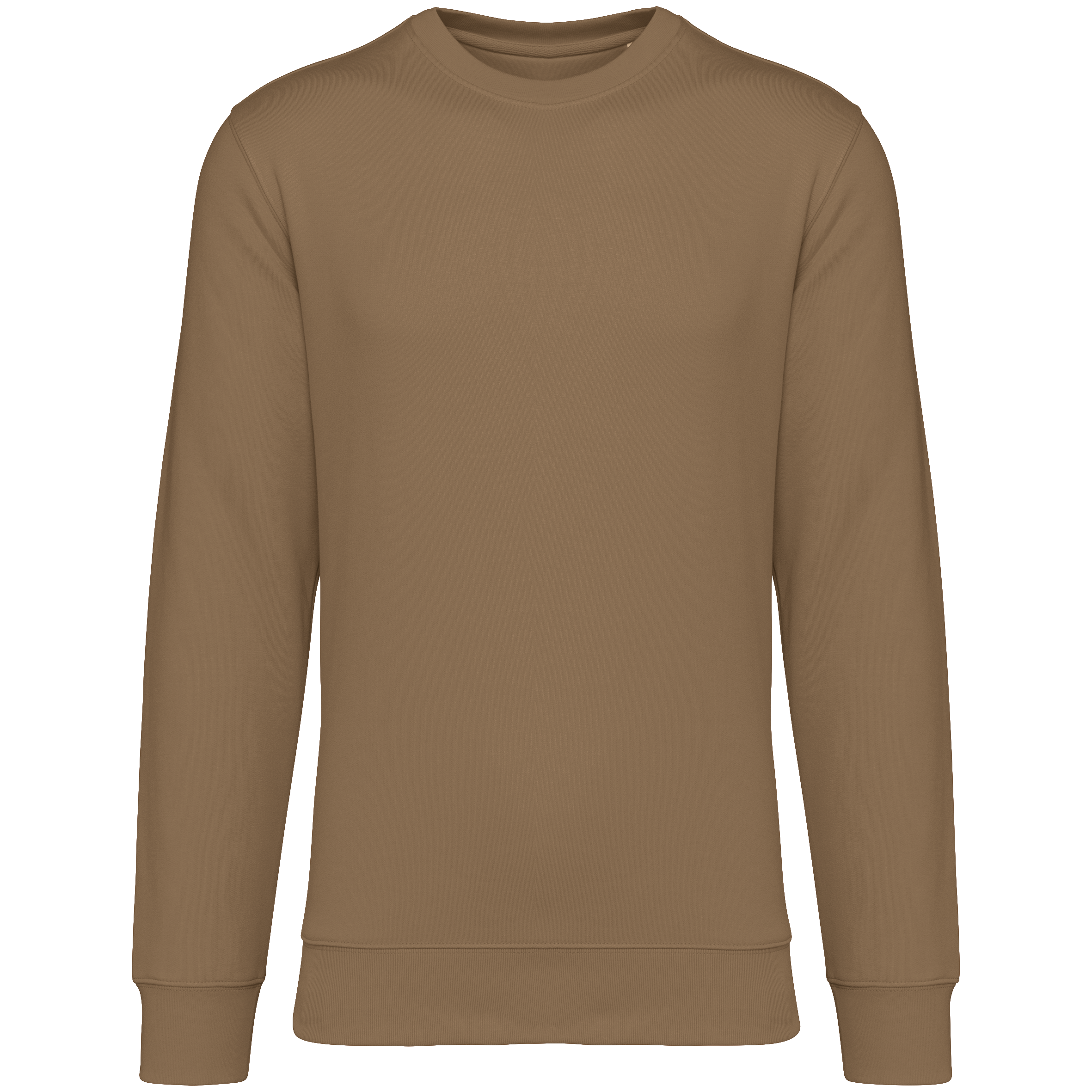 Sweatshirt sustentável decote redondo unissexo - Camel escuro