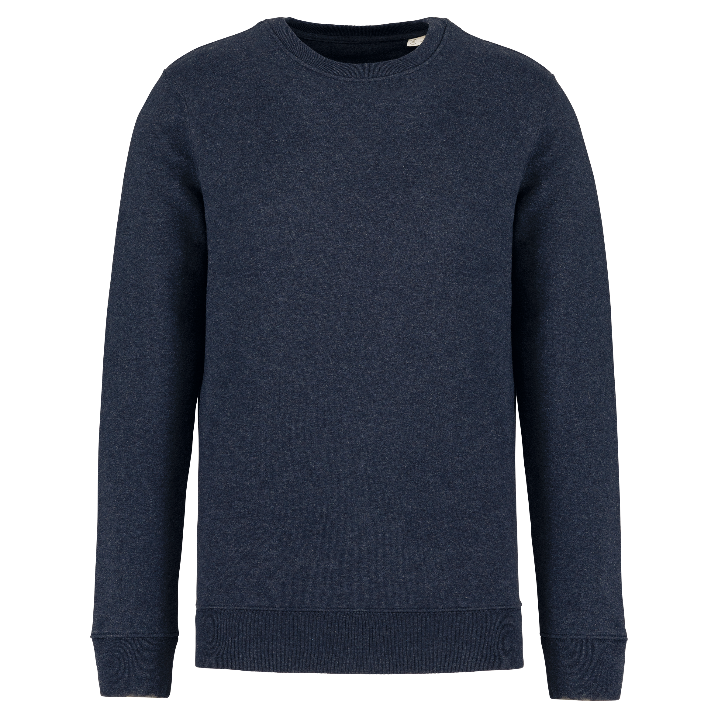 Sweatshirt sustentável decote redondo unissexo - Azul marinho mesclado