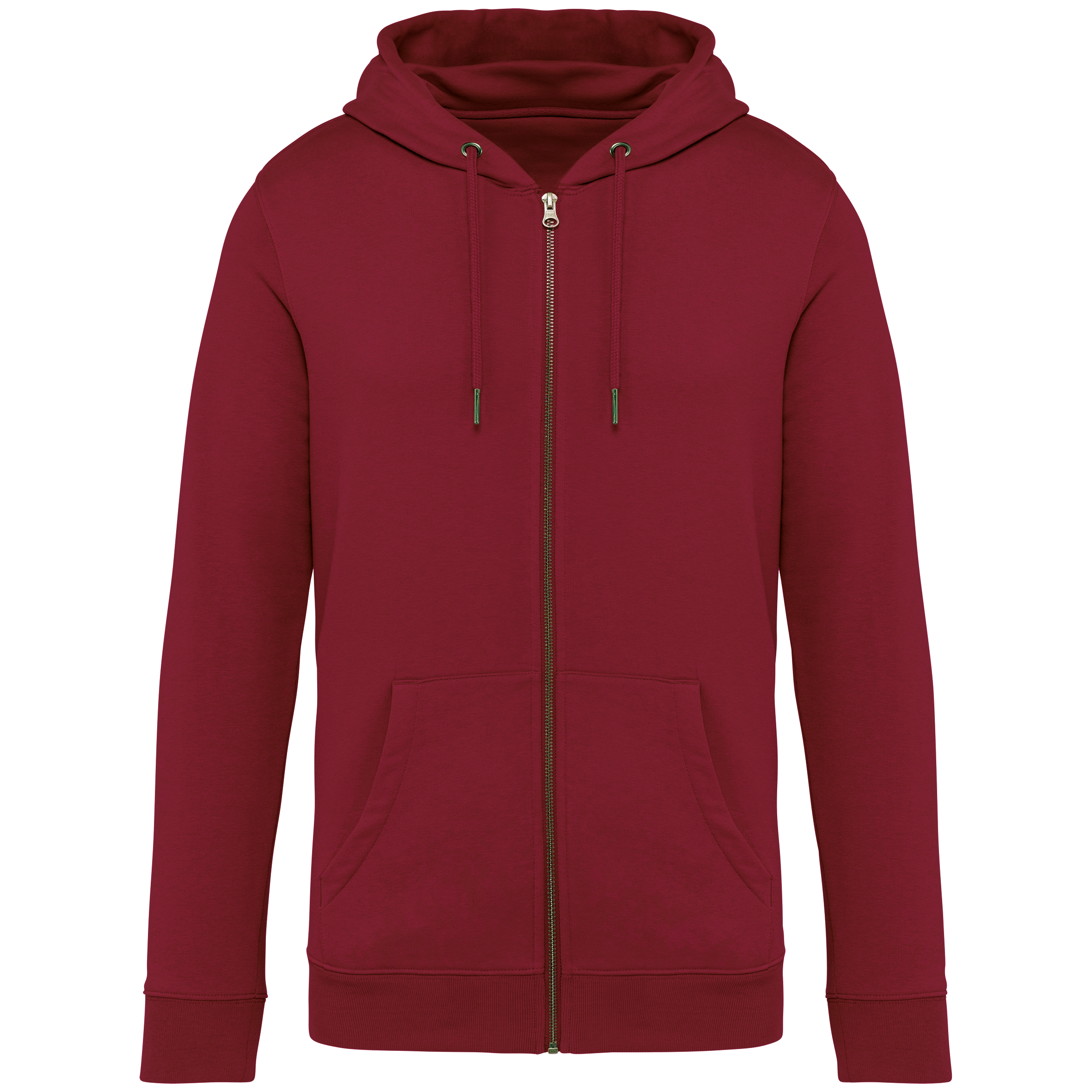 Sweatshirt sustentável com fecho e capuz unissexo - Vermelho hibisco