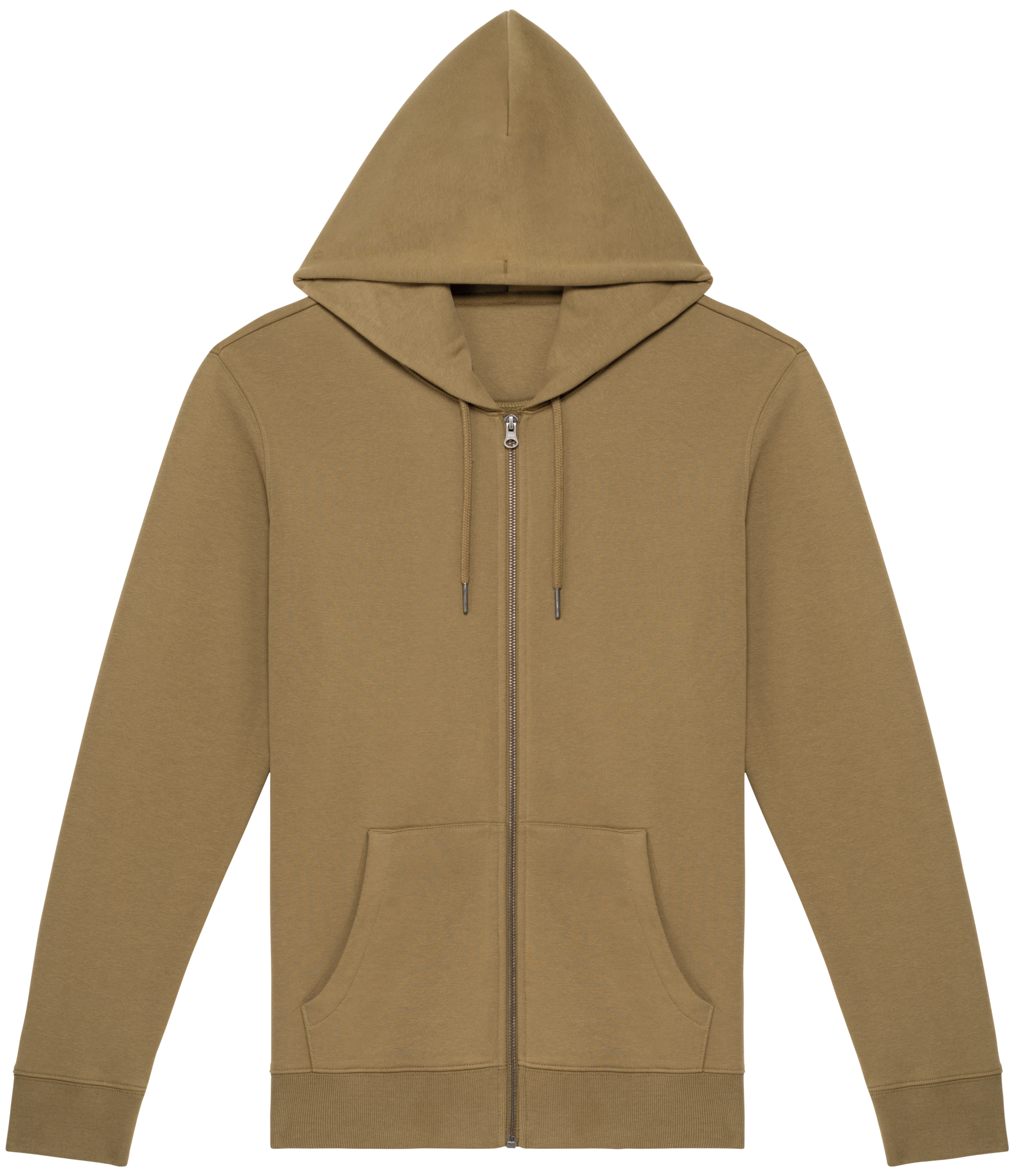 Sweatshirt sustentável com fecho e capuz unissexo - Verde azeitona claro