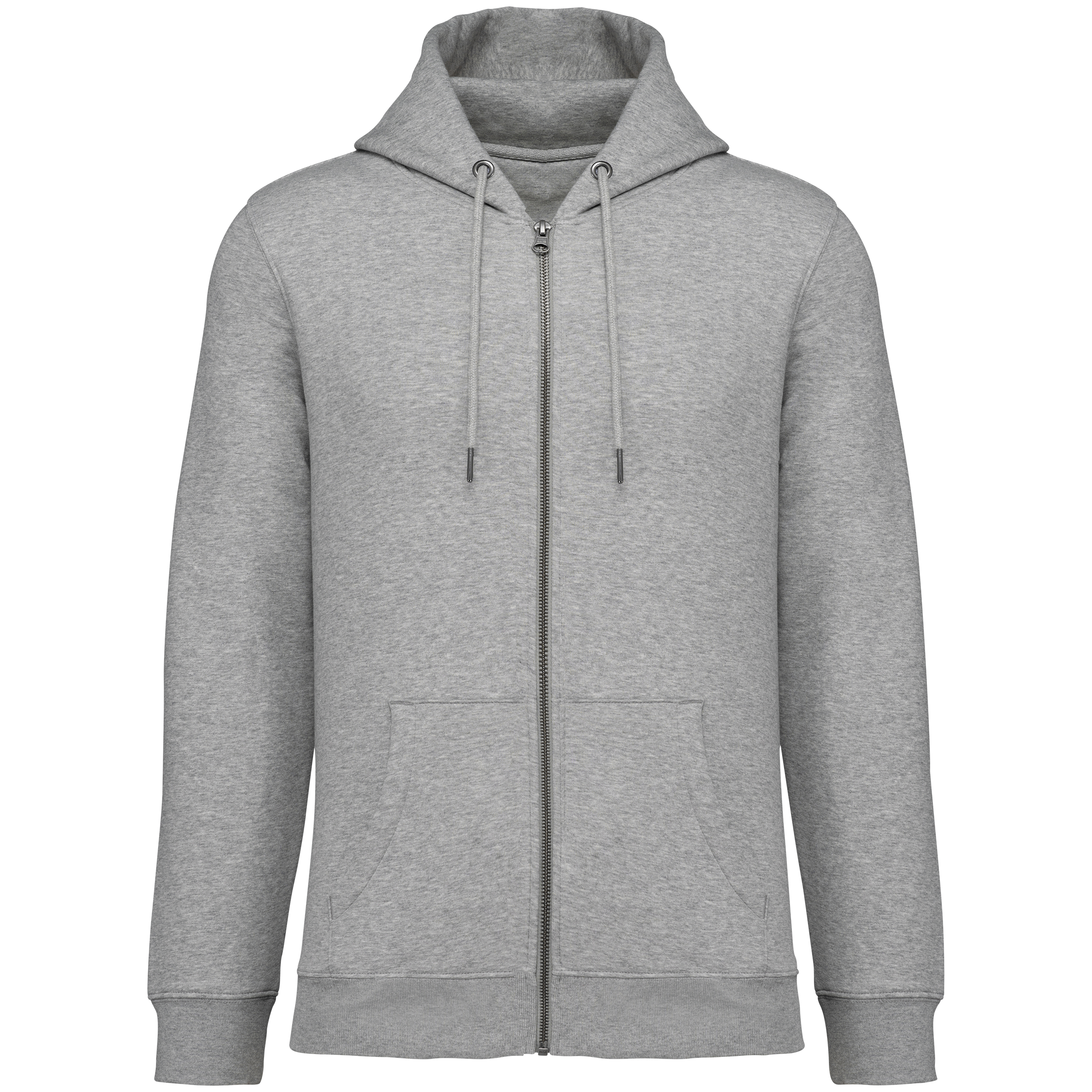Sweatshirt sustentável com fecho e capuz unissexo - Cinzento lua mesclado