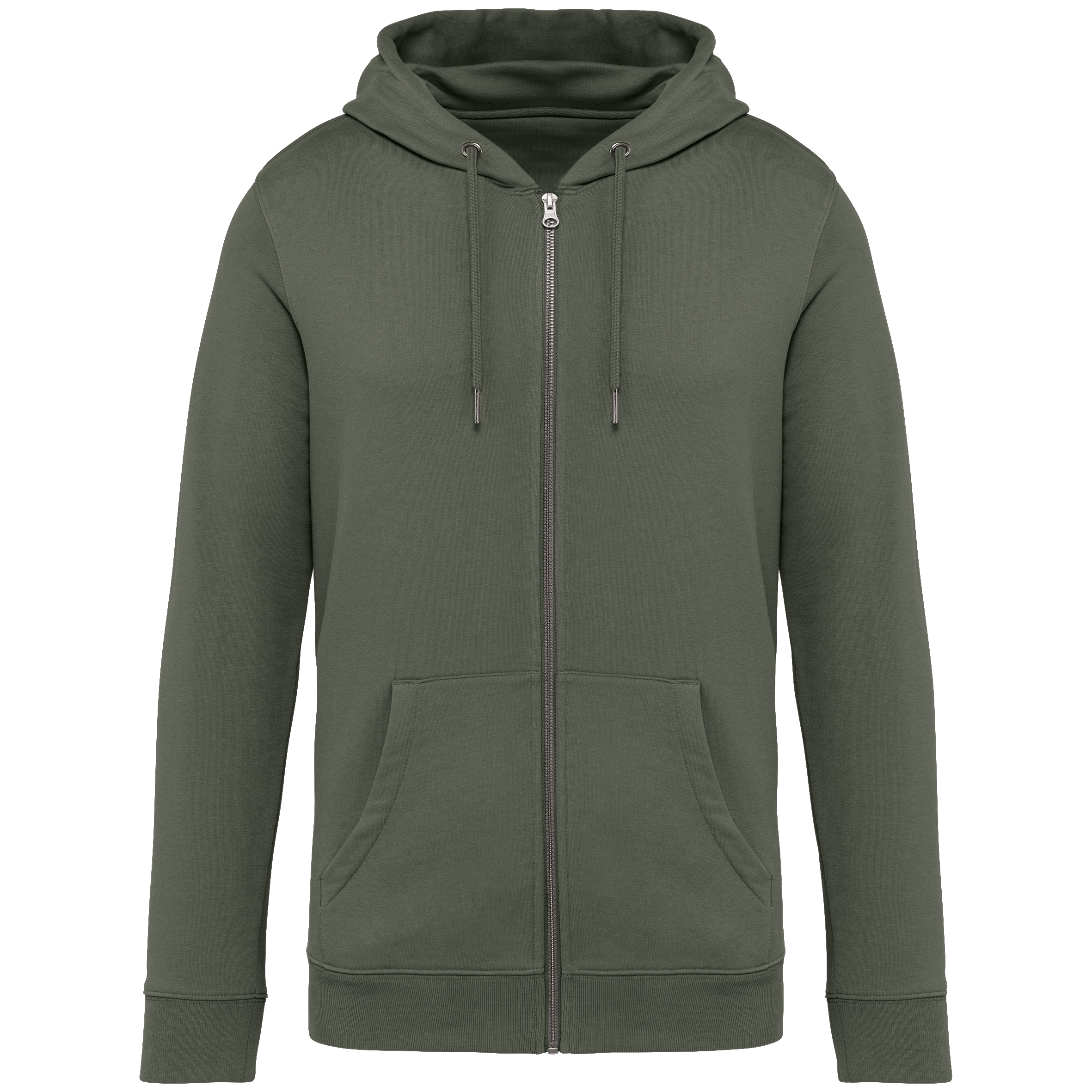 Sweatshirt sustentável com fecho e capuz unissexo - Caqui orgânico