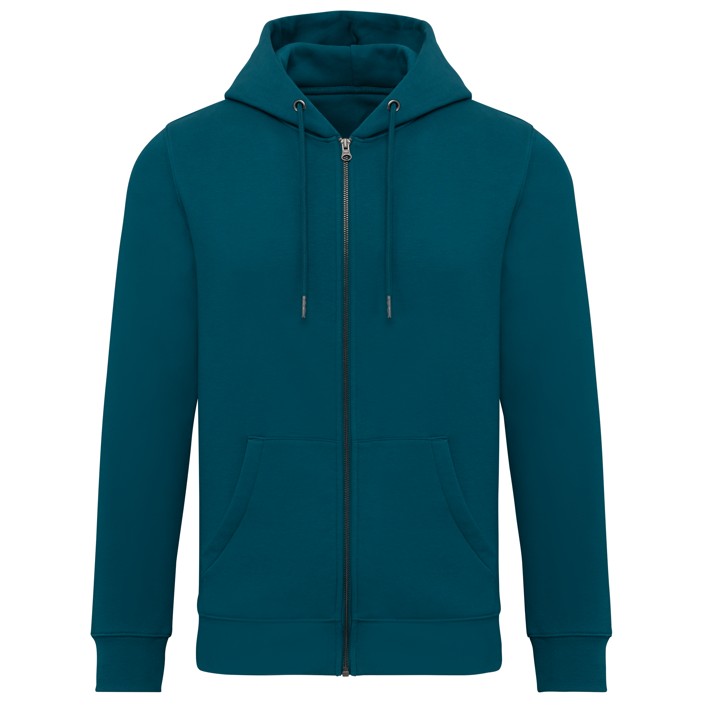 Sweatshirt sustentável com fecho e capuz unissexo - Verde pavão