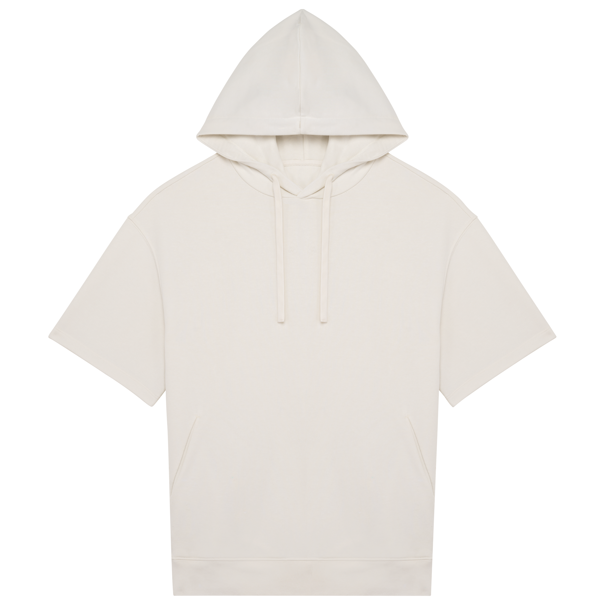Sweatshirt sustentável com capuz e ombros descaídos manga curta French Terry unissexo - Marfim