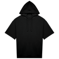 Sweatshirt sustentável com capuz e ombros descaídos manga curta French Terry unissexo - Preto