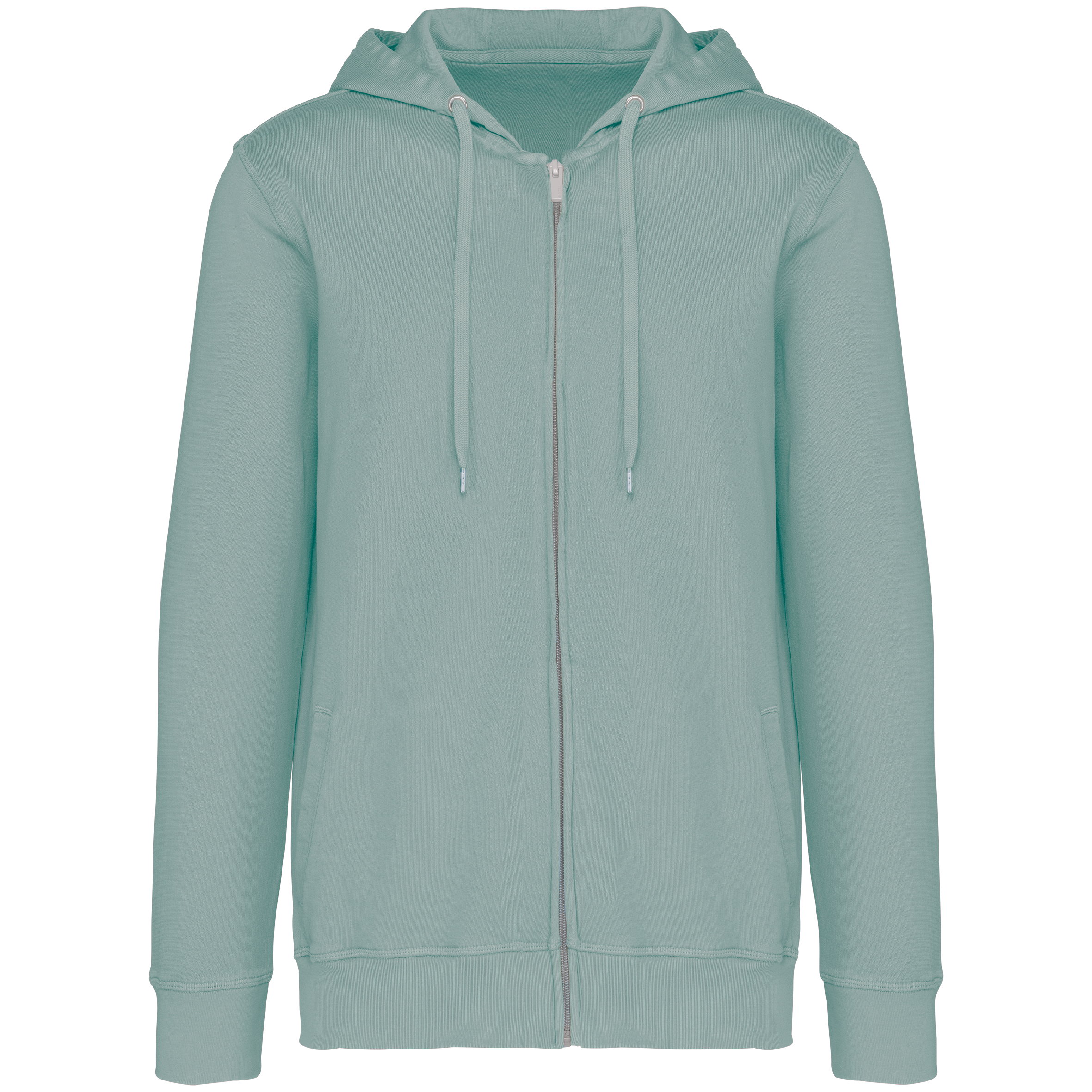 Sweatshirt sustentável com fecho e capuz French Terry unissexo - Verde jade lavado