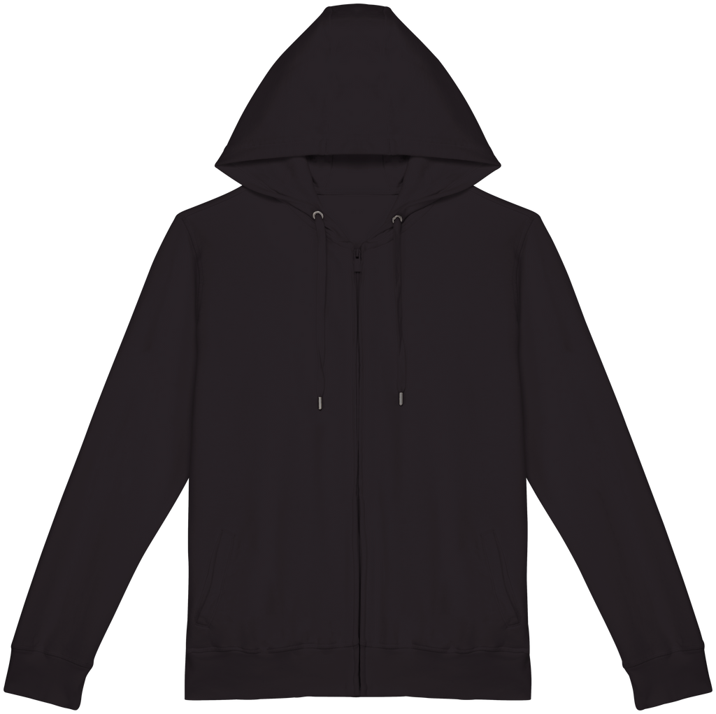 Sweatshirt sustentável com fecho e capuz French Terry unissexo - Preto lavado
