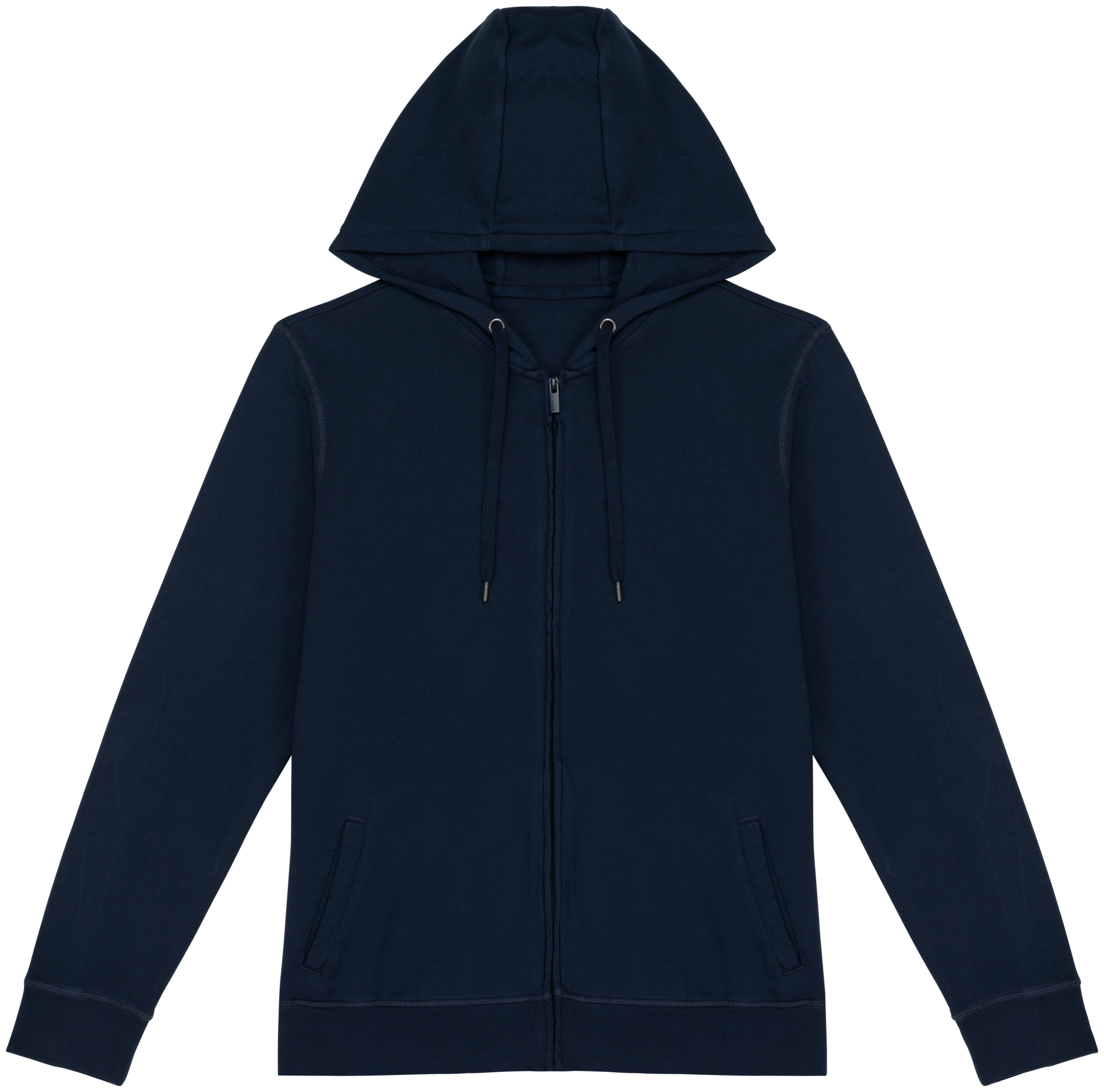 Sweatshirt sustentável com fecho e capuz French Terry unissexo - Azul marinho lavado