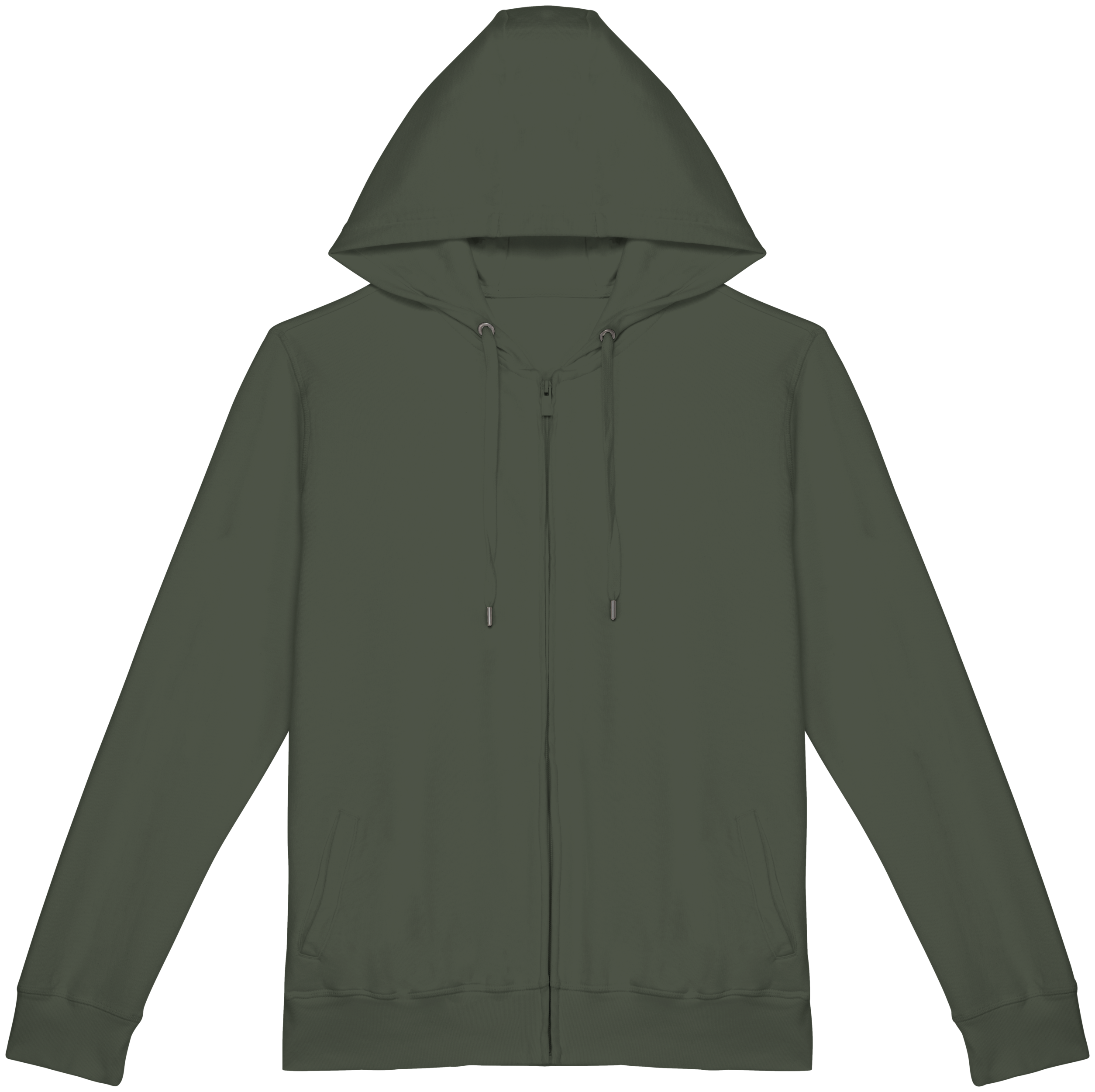 Sweatshirt sustentável com fecho e capuz French Terry unissexo - Caqui orgânico lavado