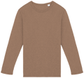 Sweatshirt sustentável decote redondo com aspecto lavado French Terry unissexo - Creme café lavado