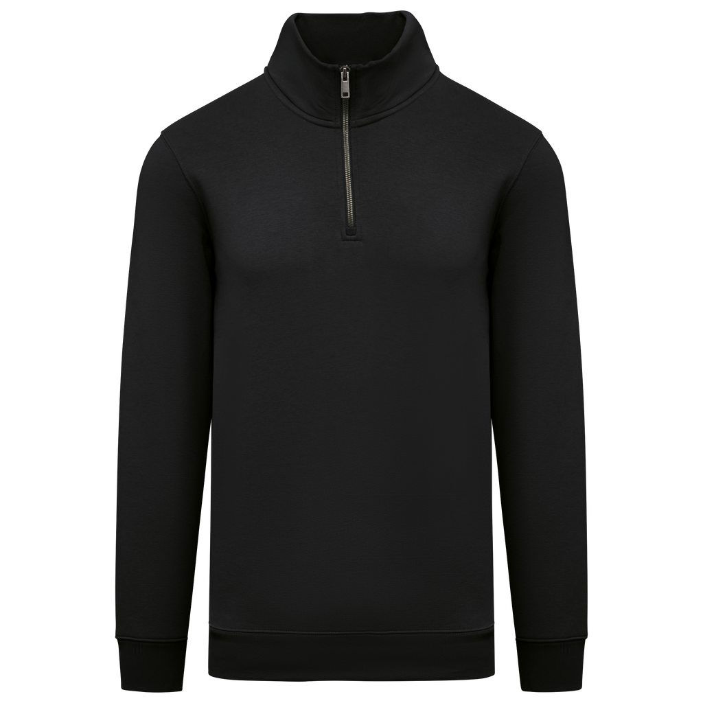 Sweatshirt sustentável gola subida 1/2 fecho de homem - Preto