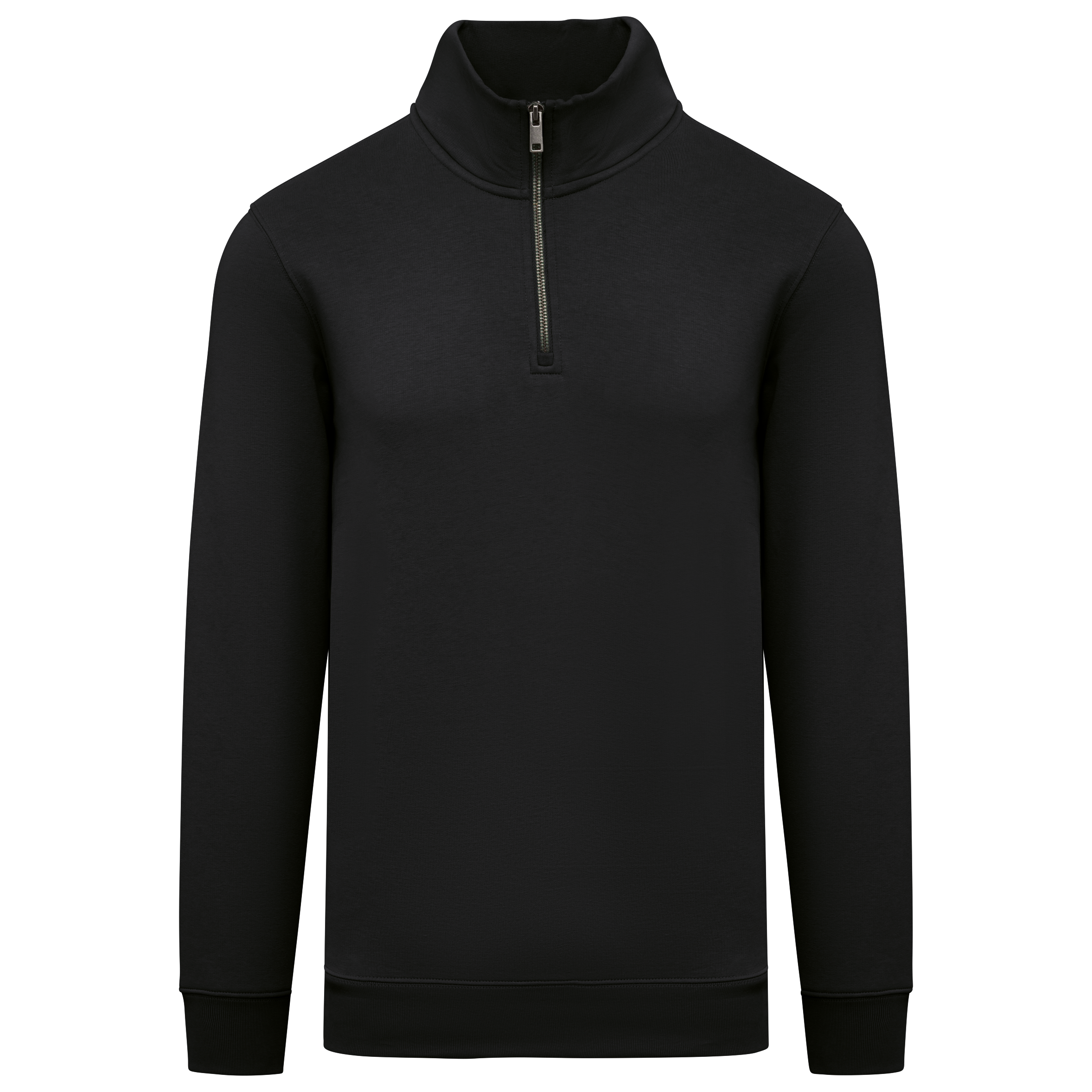 Sweatshirt sustentável gola subida 1/2 fecho de homem - Preto