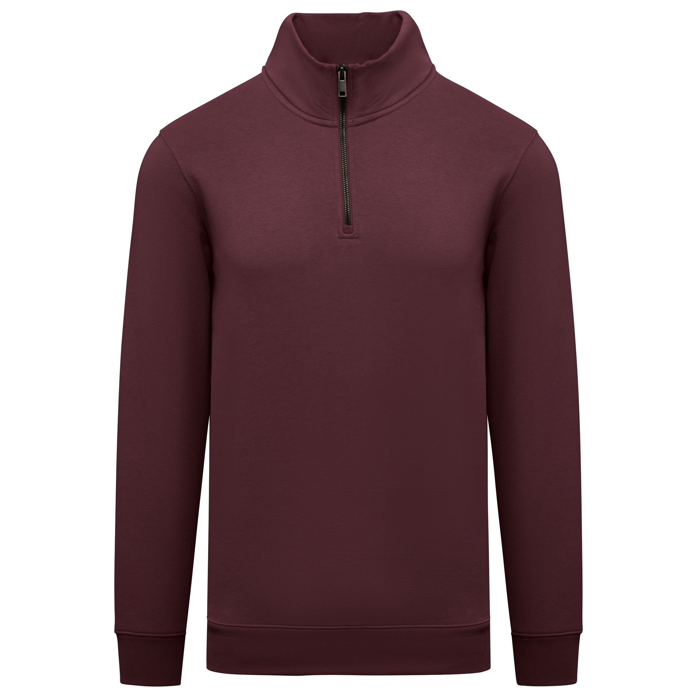 Sweatshirt sustentável gola subida 1/2 fecho de homem - Cereja escura