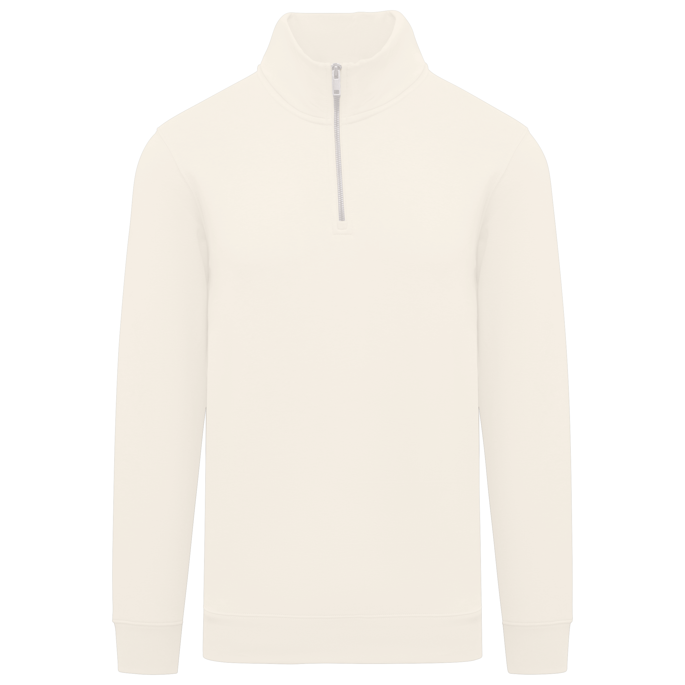 Sweatshirt sustentável gola subida 1/2 fecho de homem - Marfim