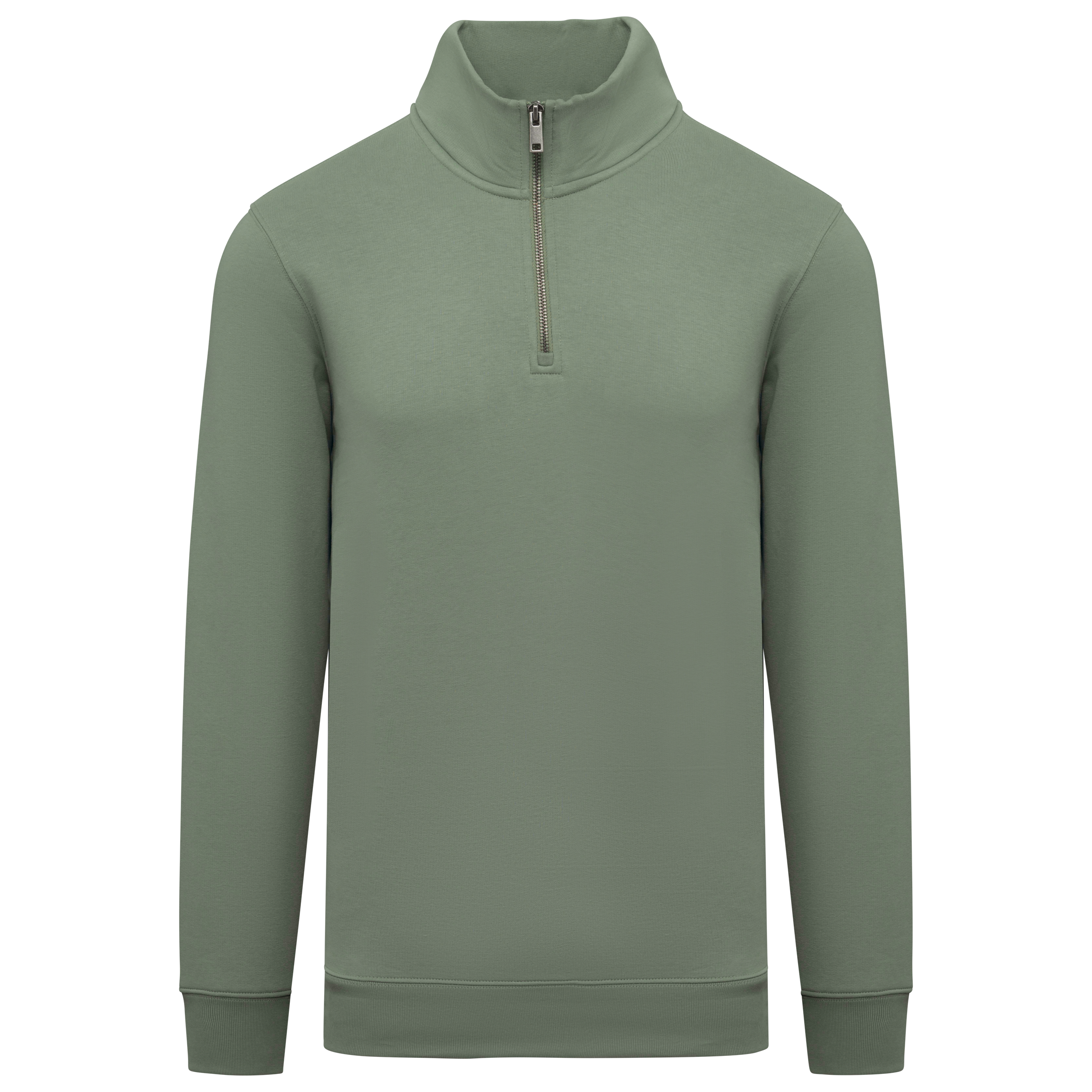 Sweatshirt sustentável gola subida 1/2 fecho de homem - Verde musgo