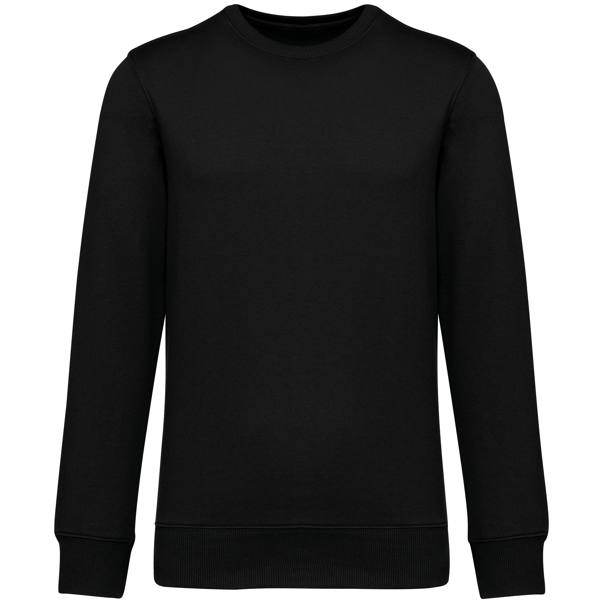 Sweatshirt sustentável decote redondo com ombros descaídos French Terry unissexo - Preto