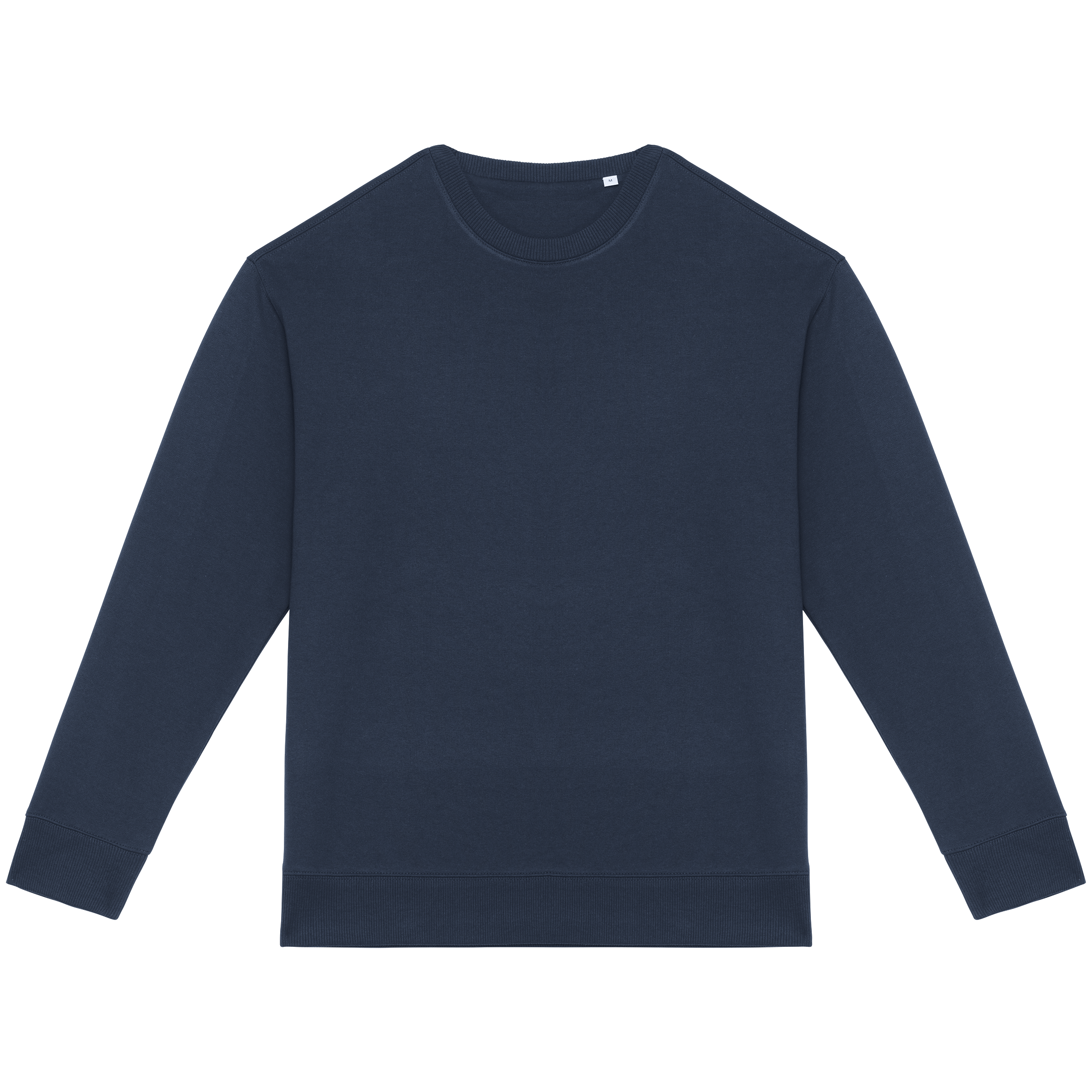 Sweatshirt sustentável decote redondo com ombros descaídos French Terry unissexo - Azul marinho