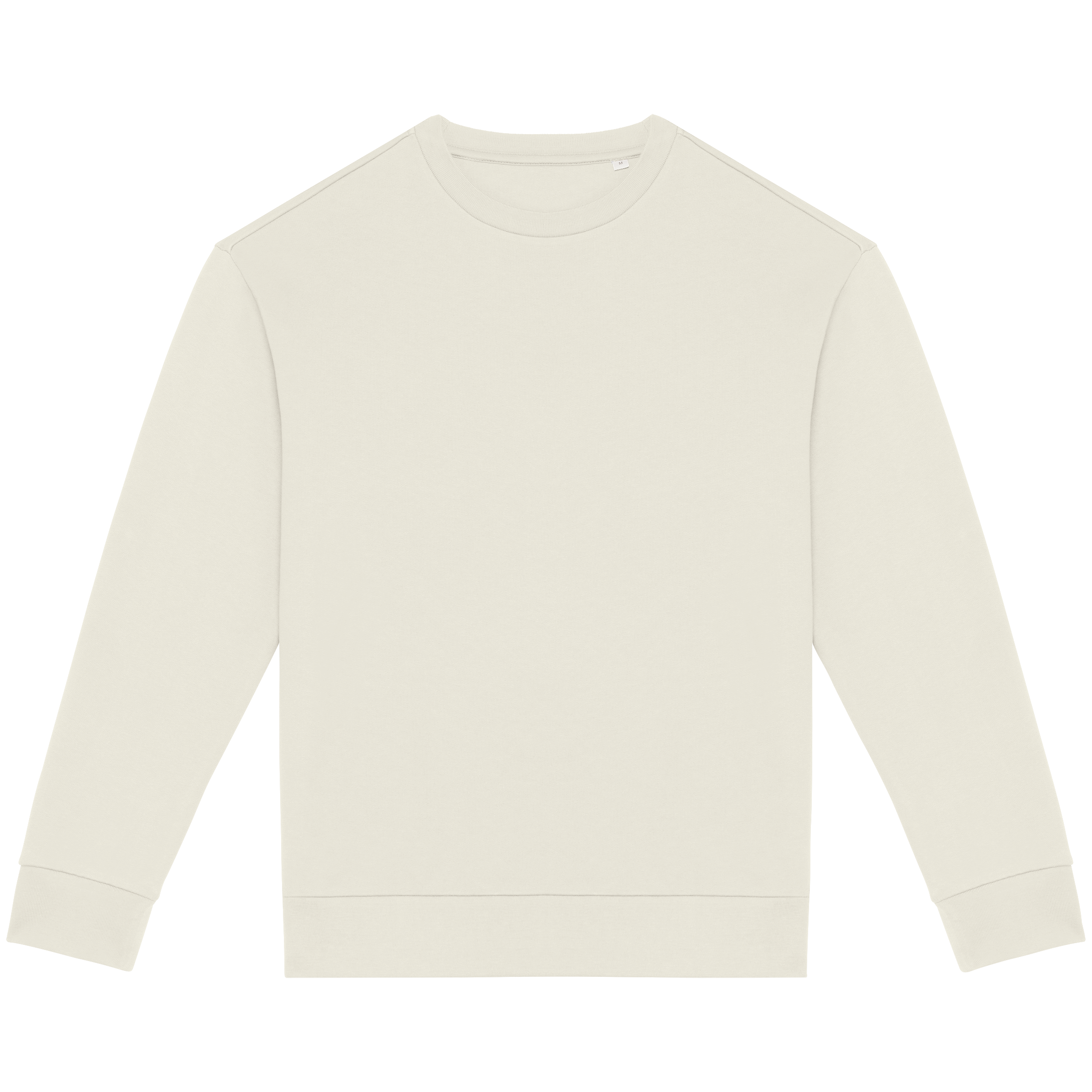 Sweatshirt sustentável decote redondo com ombros descaídos cardada unissexo - Marfim