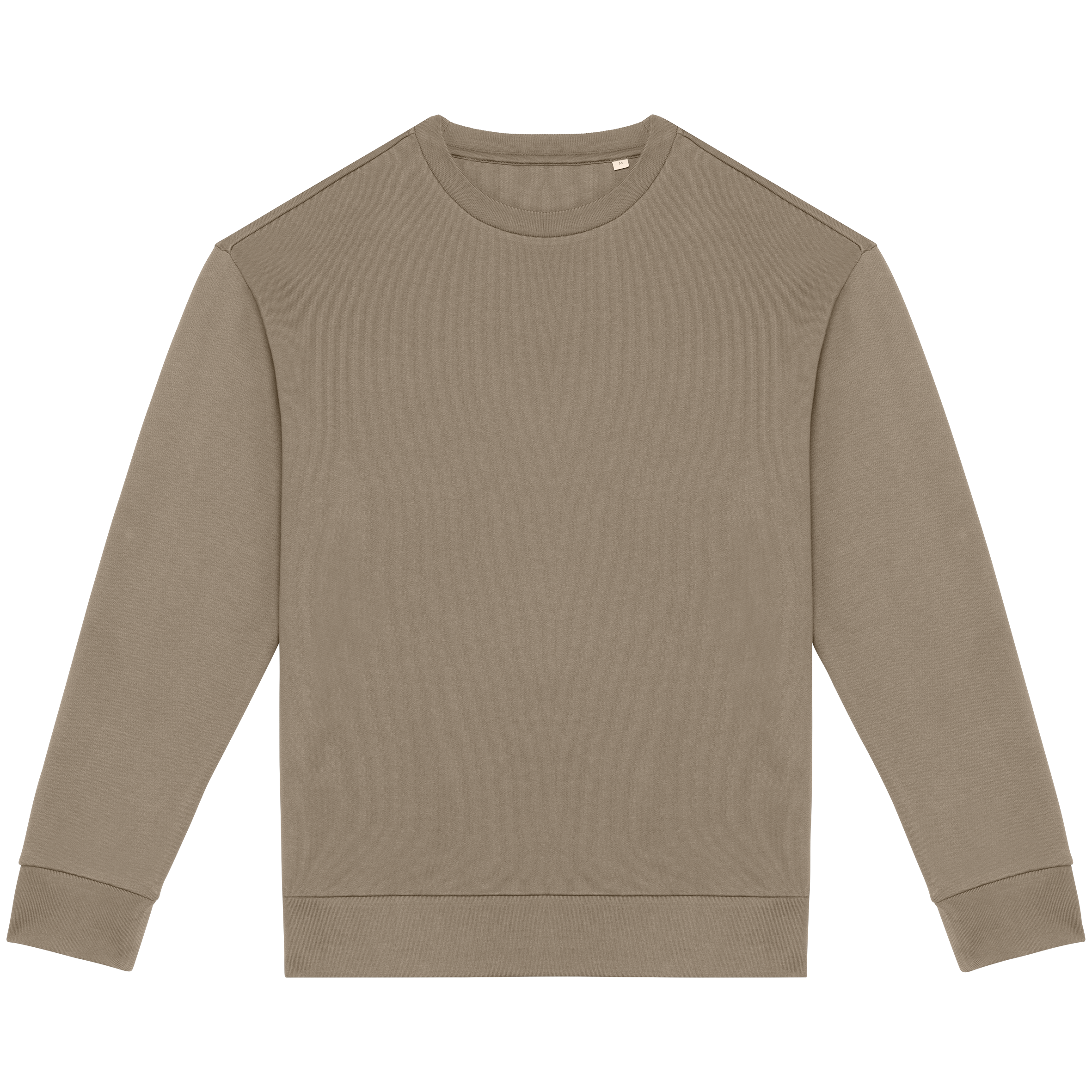Sweatshirt sustentável decote redondo com ombros descaídos cardada unissexo - Areia molhada