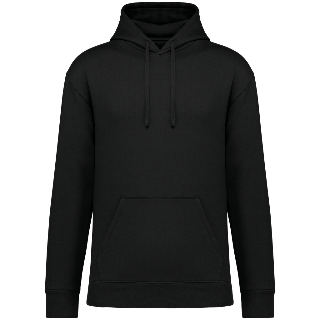 Sweatshirt sustentável com capuz e ombros descaídos cardada unissexo - Preto