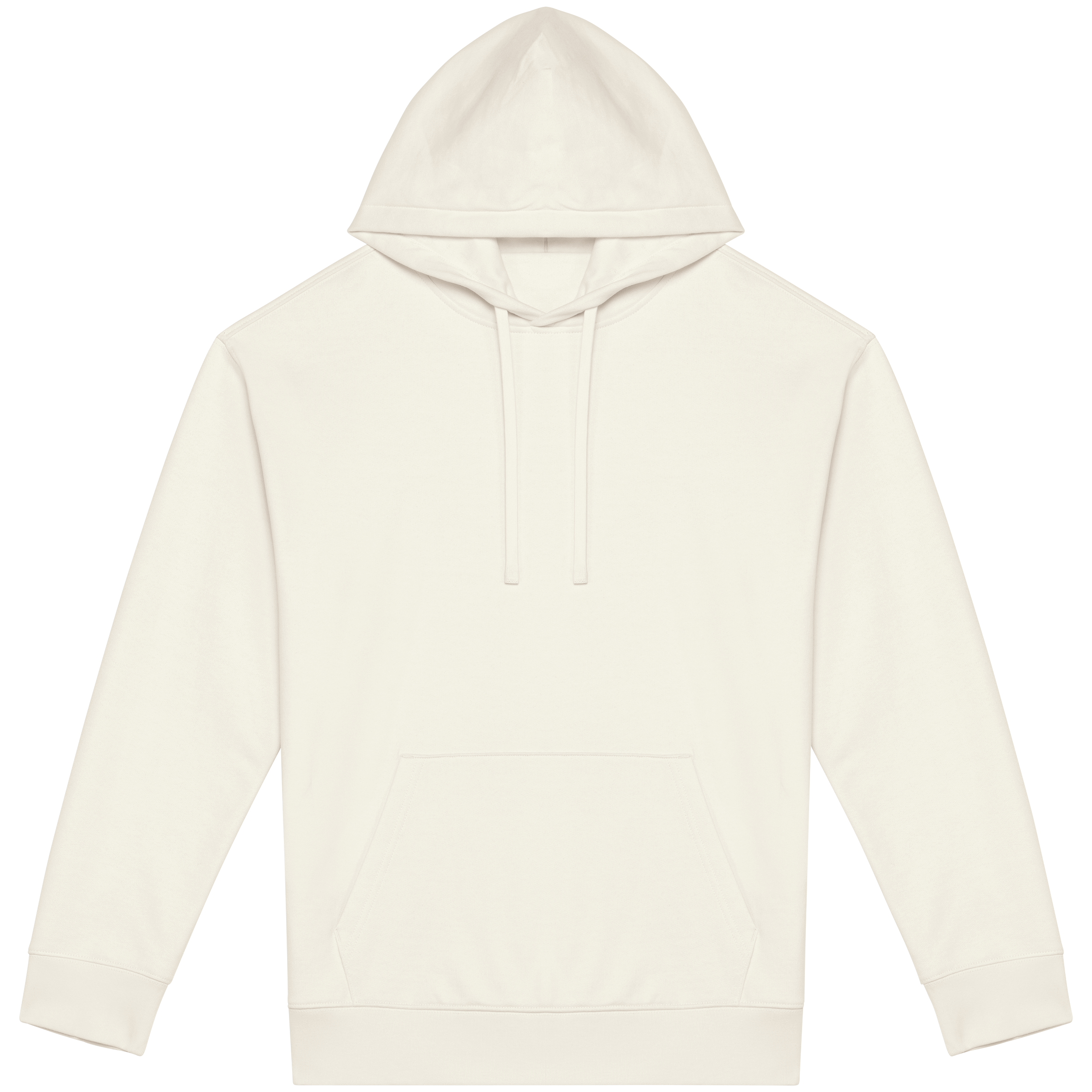 Sweatshirt sustentável com capuz e ombros descaídos cardada unissexo - Marfim