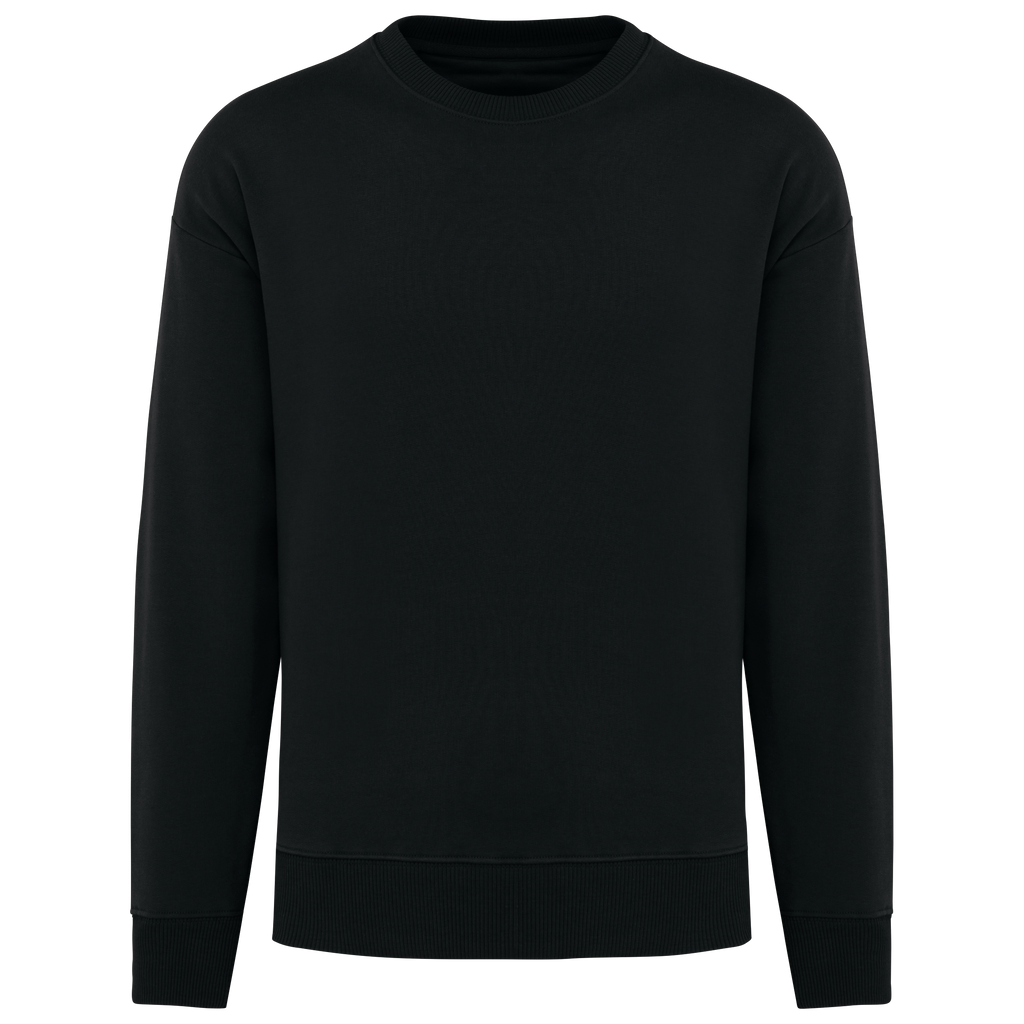 Sweatshirt sustentável decote redondo oversize unissexo - Preto