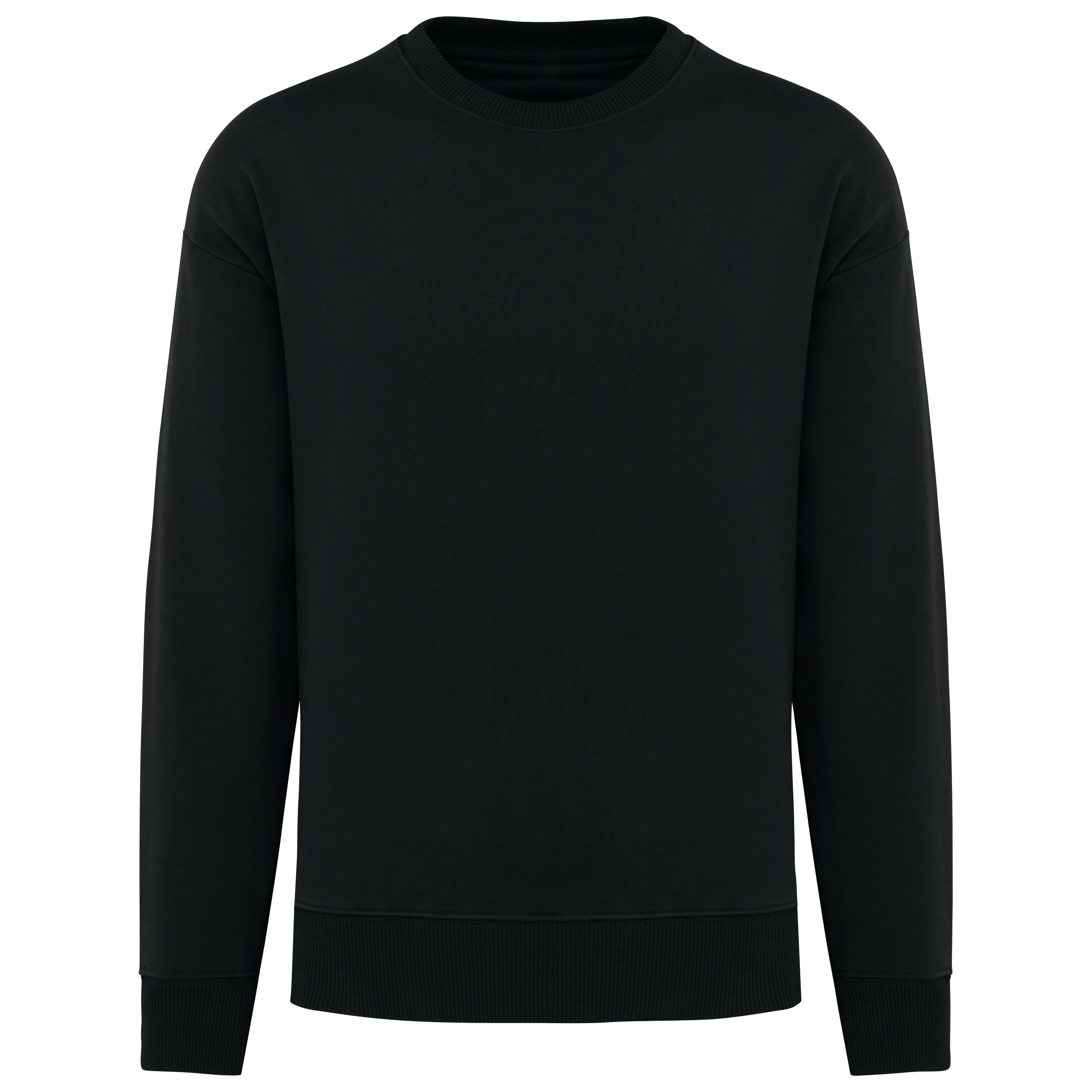 Sweatshirt sustentável decote redondo oversize unissexo - Preto
