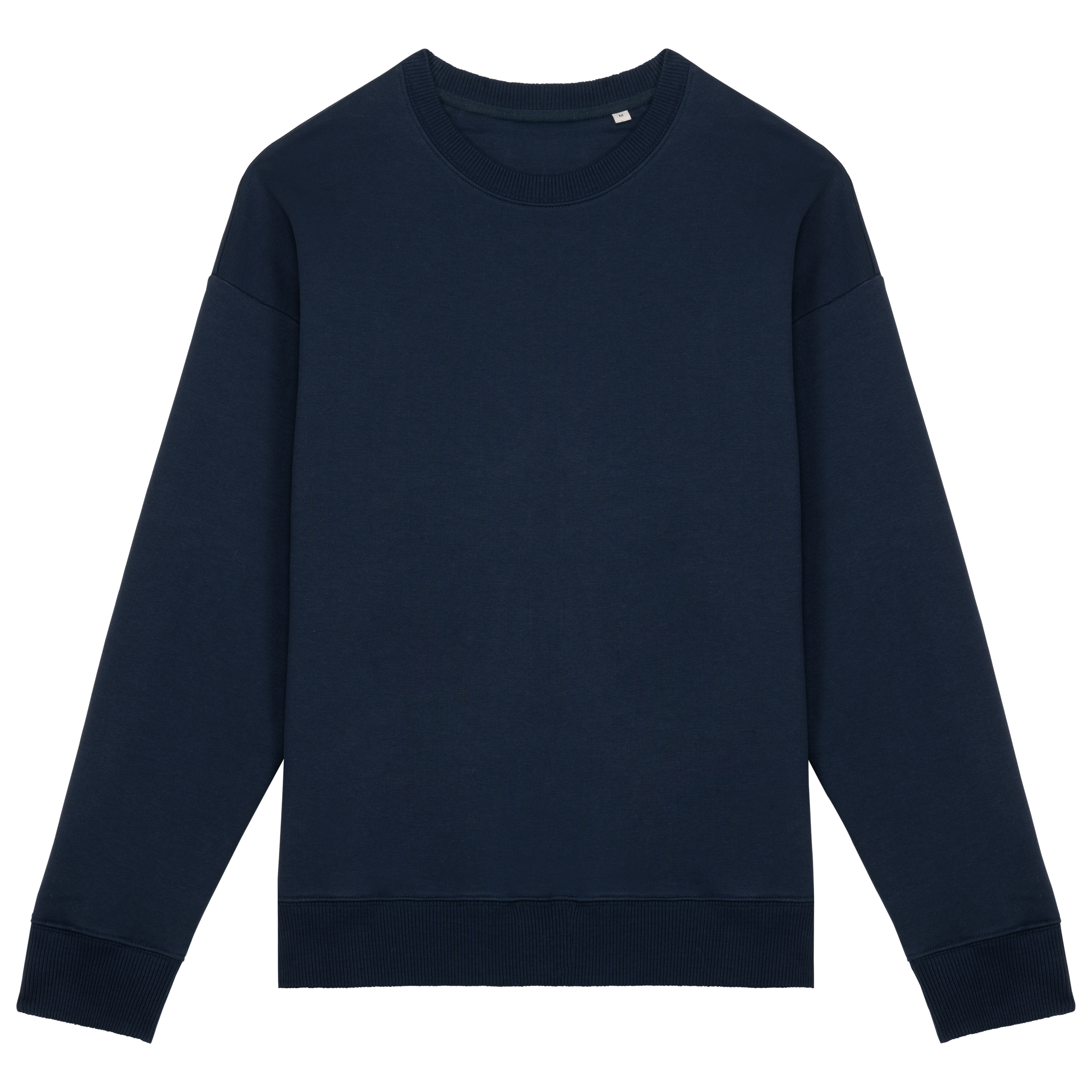 Sweatshirt sustentável decote redondo oversize unissexo - Azul marinho