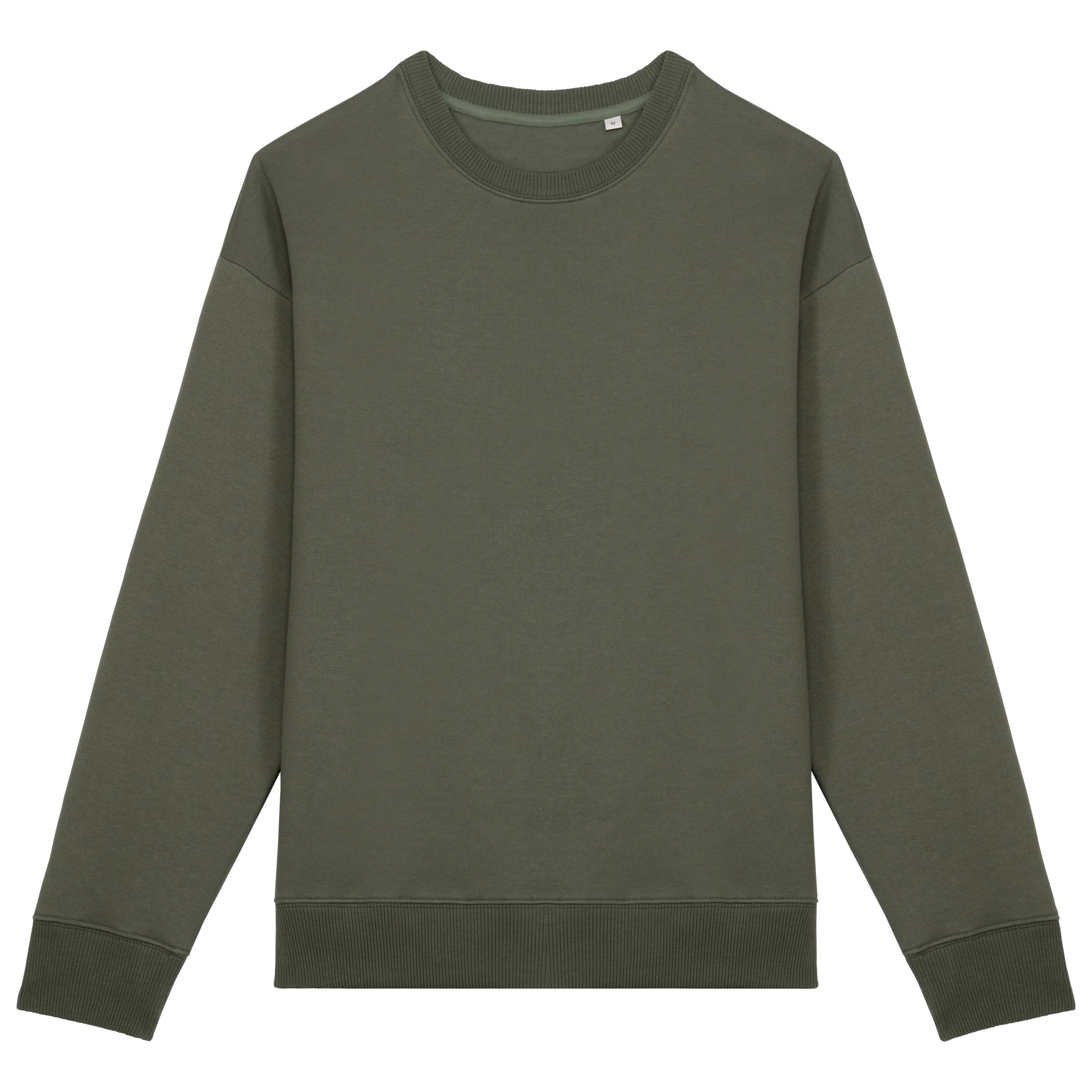 Sweatshirt sustentável decote redondo oversize unissexo - Caqui orgânico