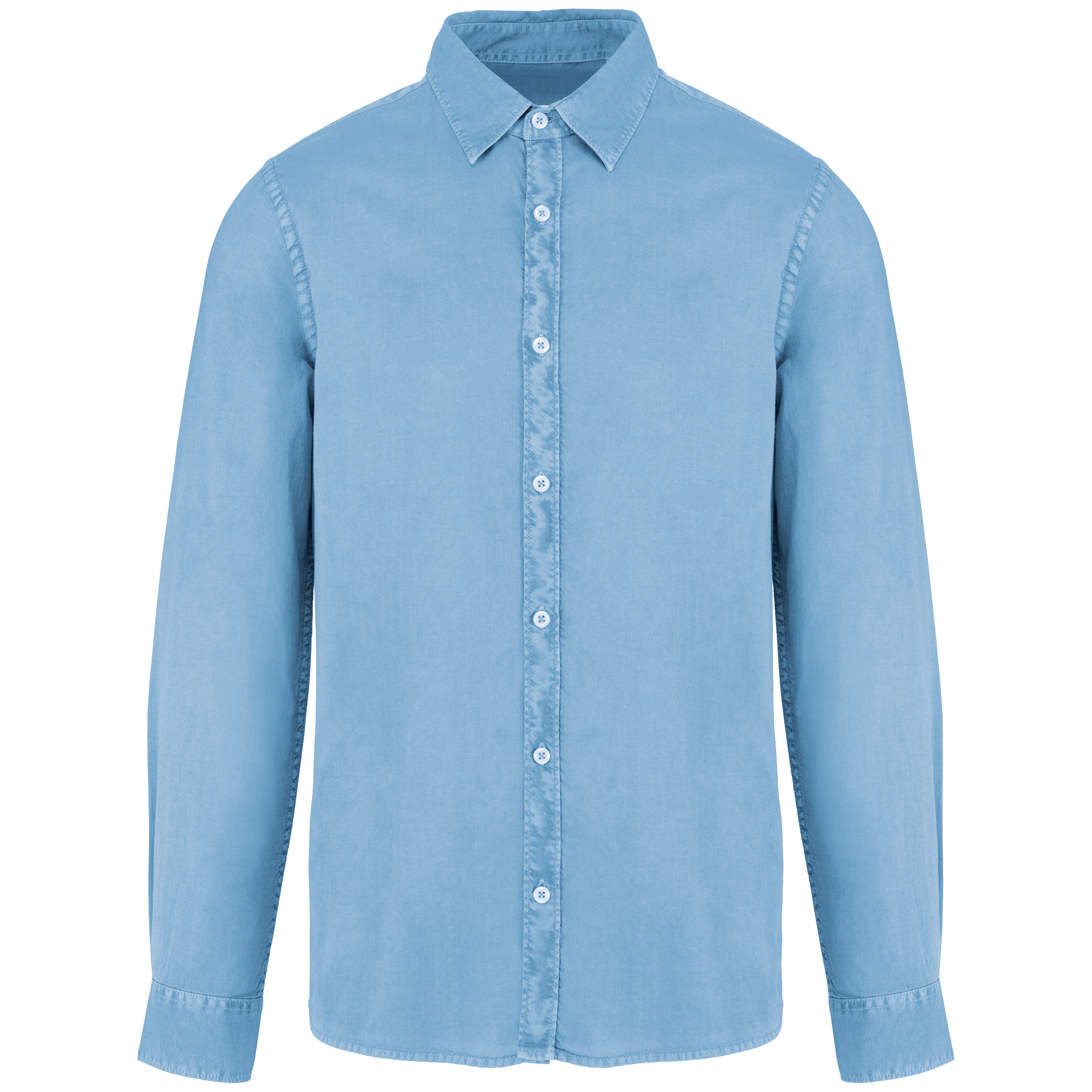 Camisa sustentável com aspecto lavado de homem - Azul frio lavado