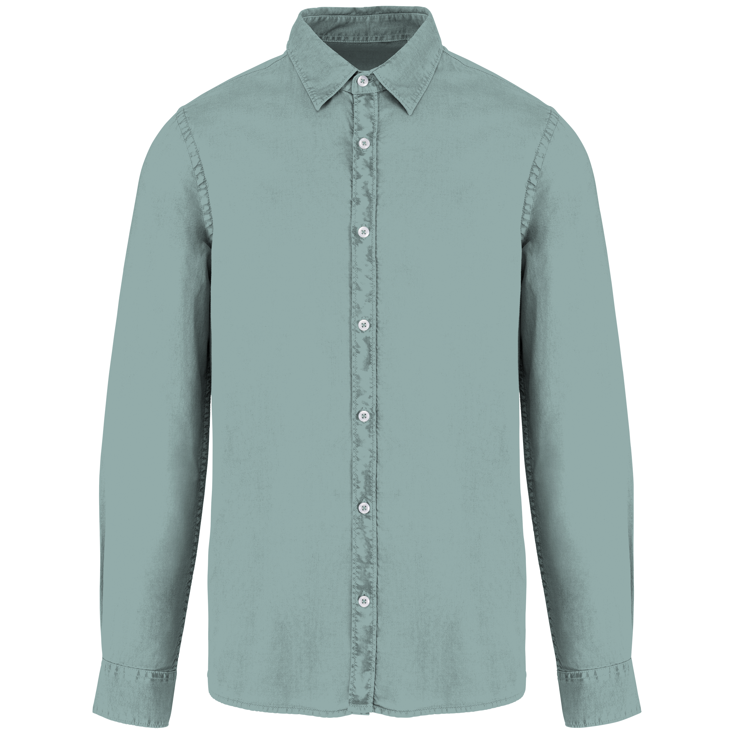 Camisa sustentável com aspecto lavado de homem - Verde jade lavado