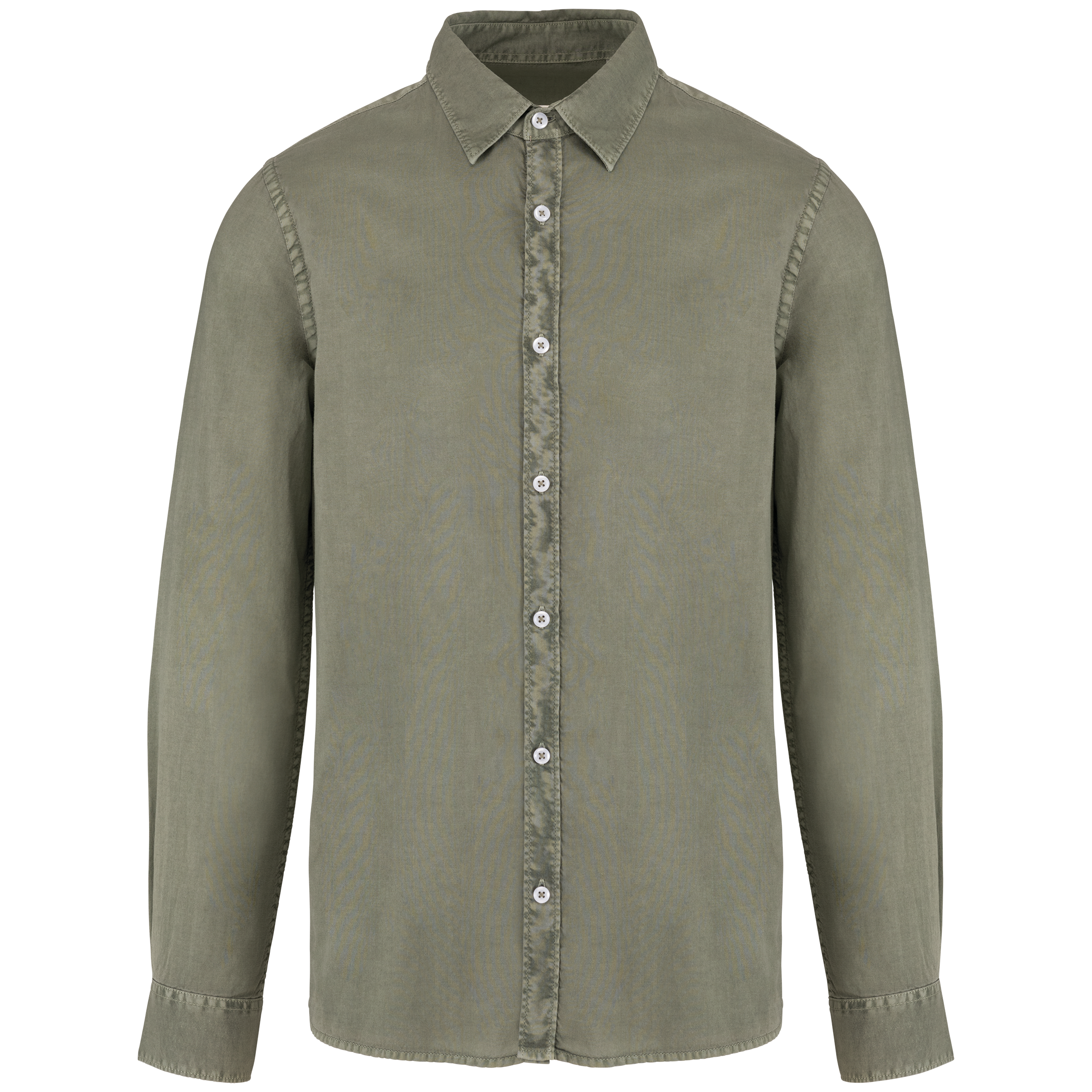 Camisa sustentável com aspecto lavado de homem - Pale caqui lavado
