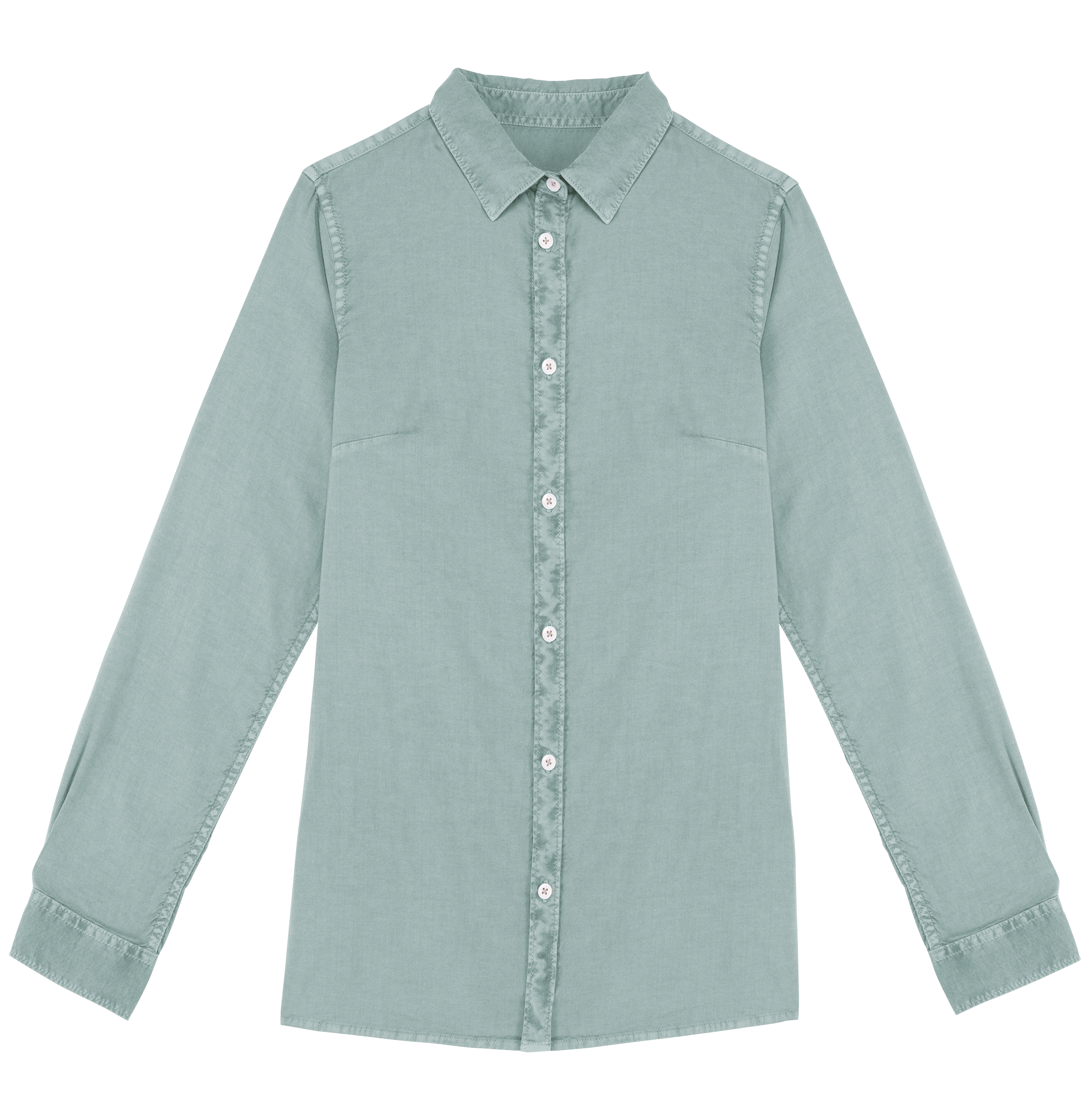 Camisas aspecto lavado eco-responàveis - Verde jade lavado