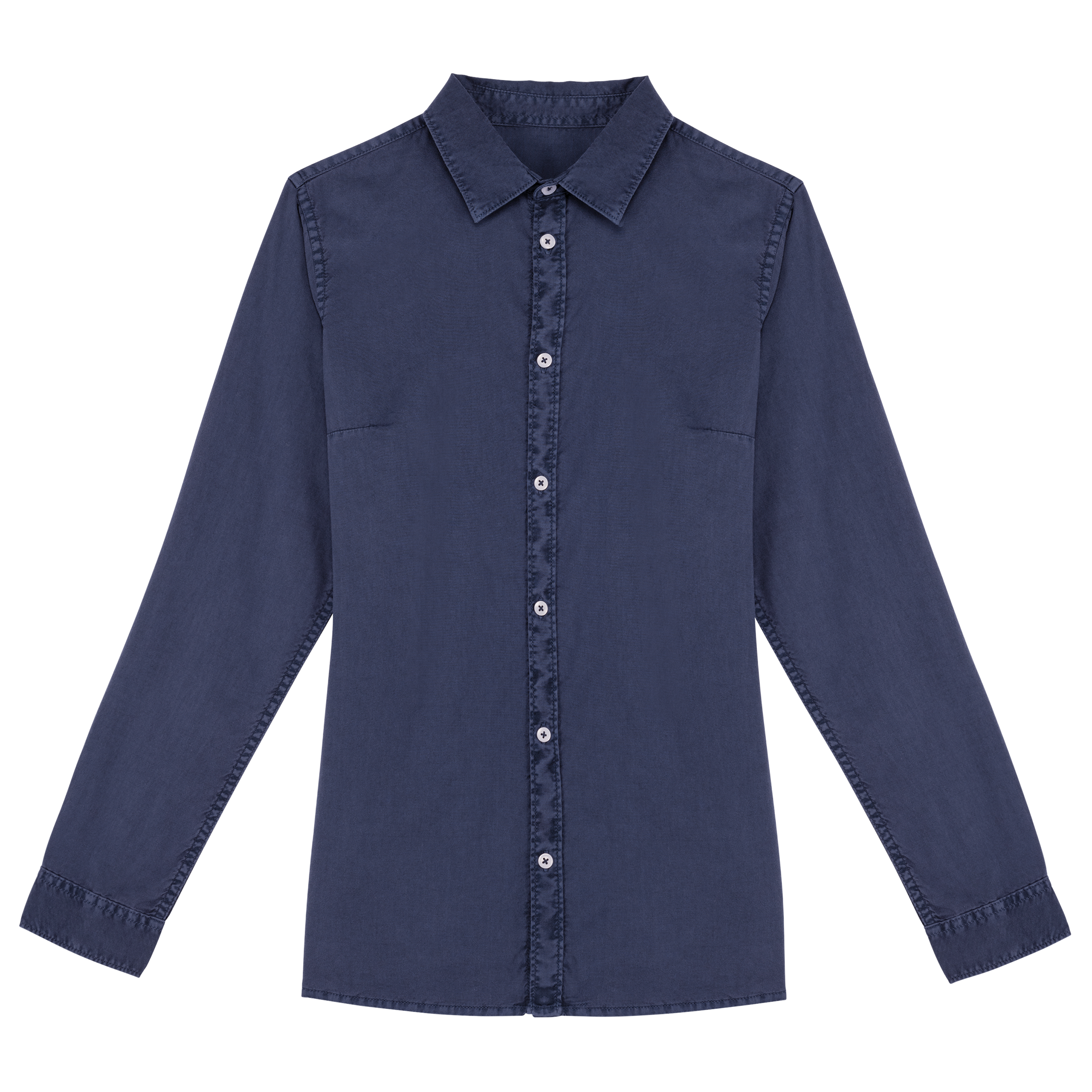 Camisas aspecto lavado eco-responàveis - Azul marinho lavado