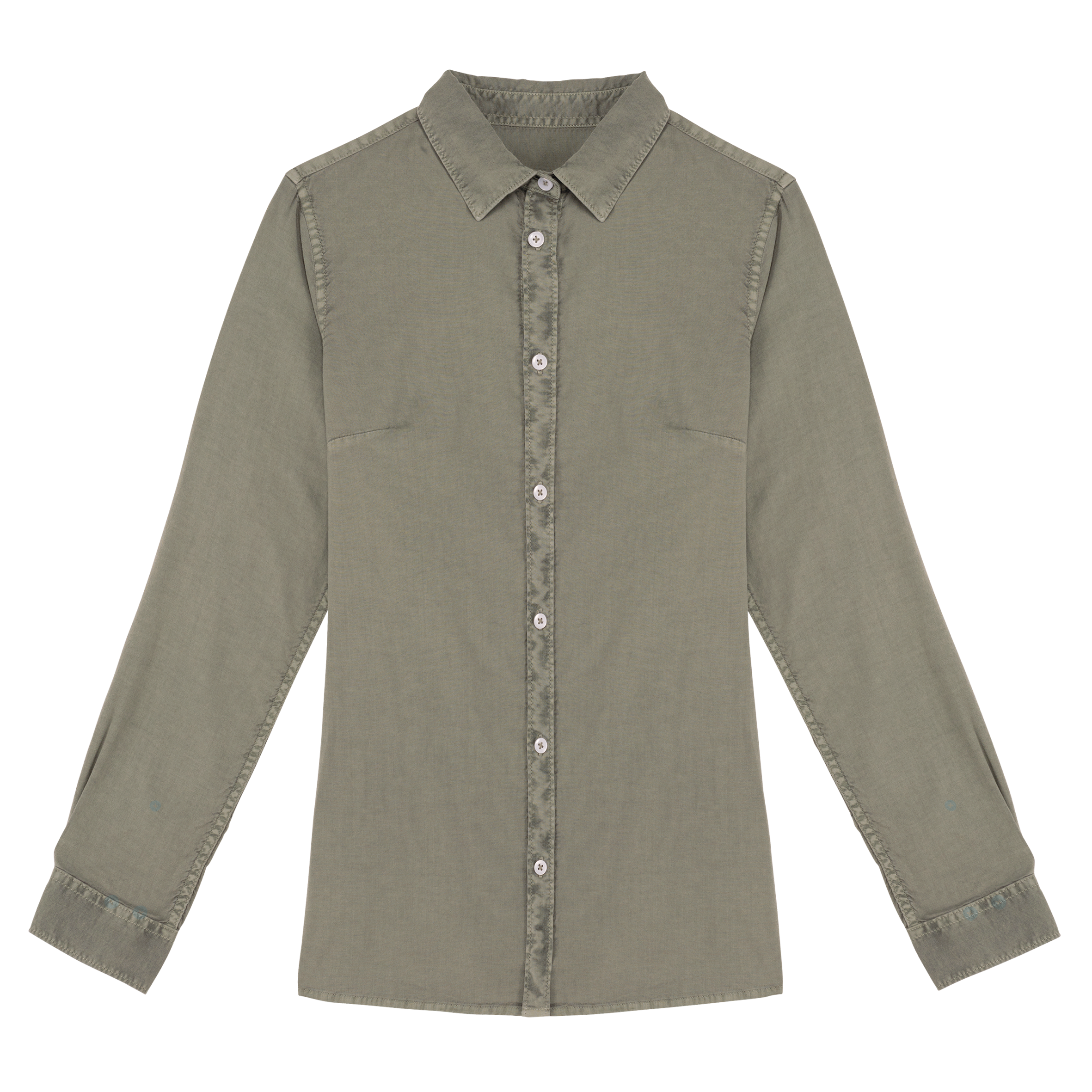 Camisas aspecto lavado eco-responàveis - Pale caqui lavado