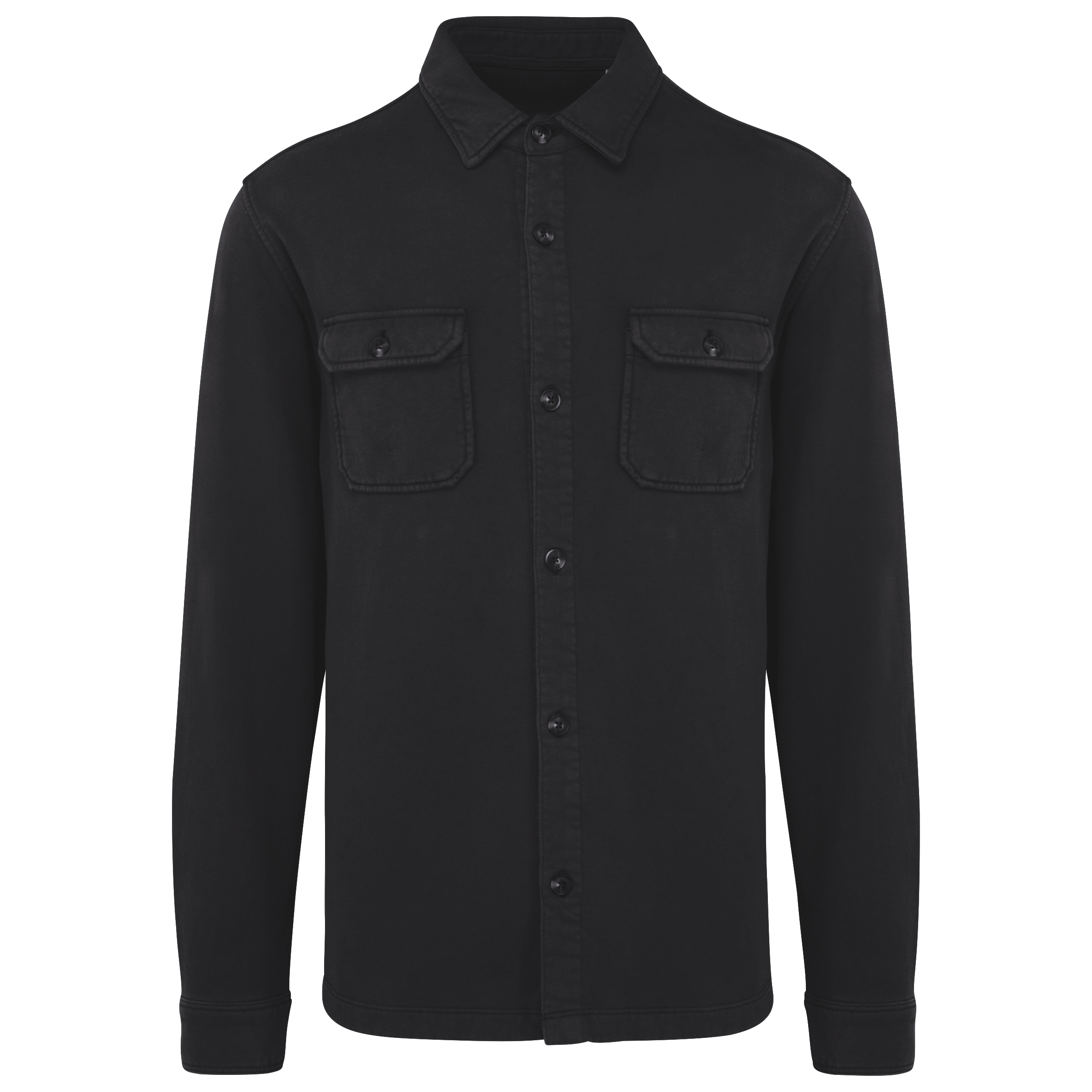 Sobrecamisa cardada sustentável com aspecto lavado de homem - Preto lavado