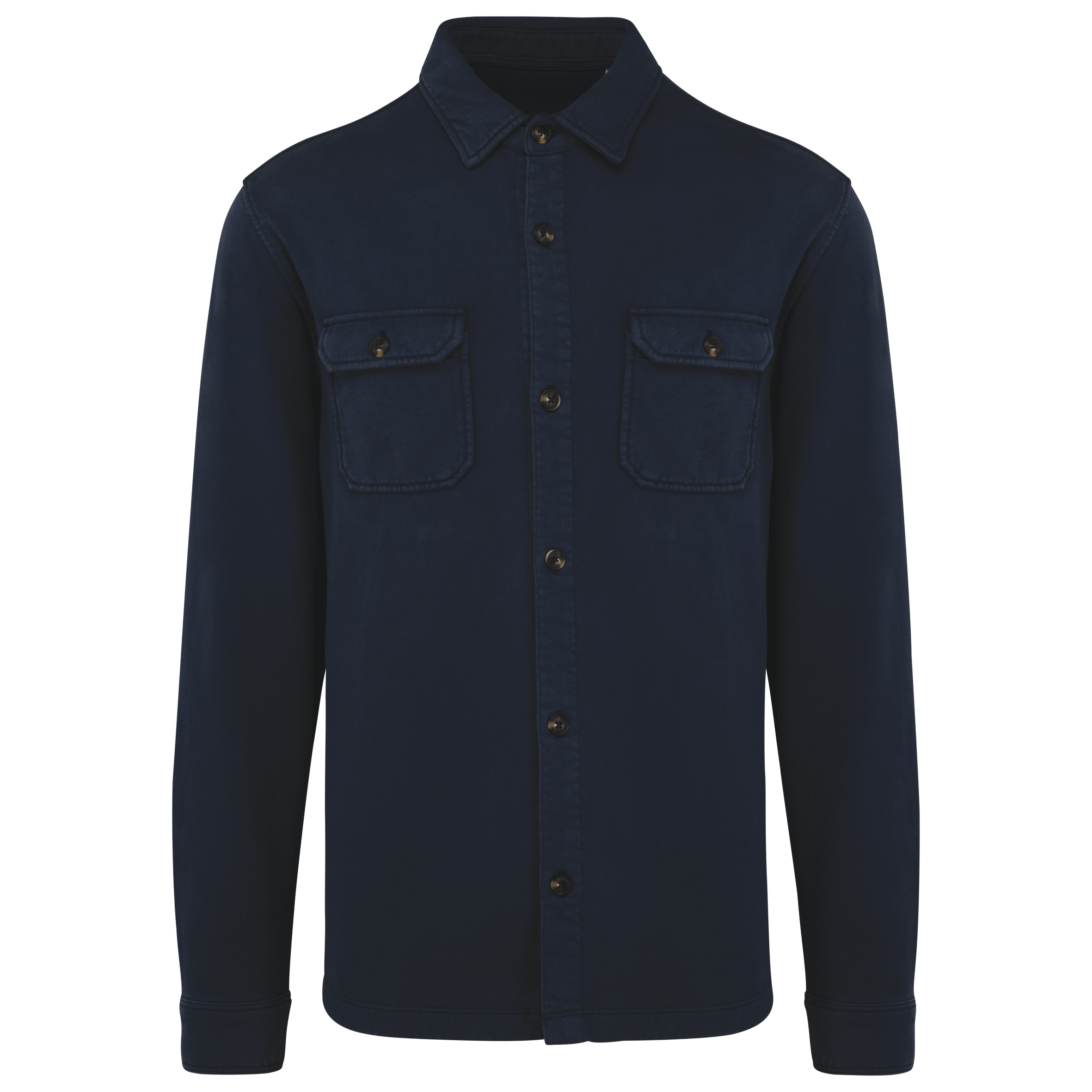 Sobrecamisa cardada sustentável com aspecto lavado de homem - Azul marinho lavado