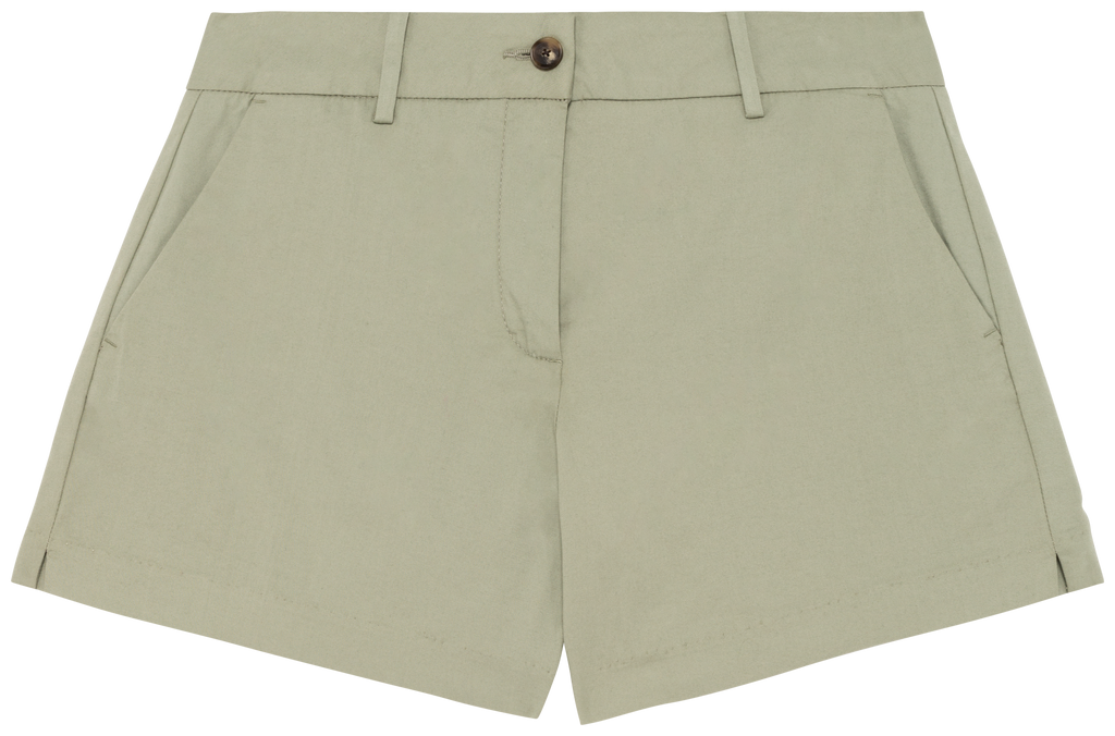 Bermuda chino sustentável de senhora - Verde amêndoa