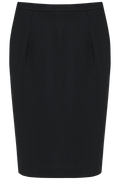 Saia Direita em Lã Stretch - Preto