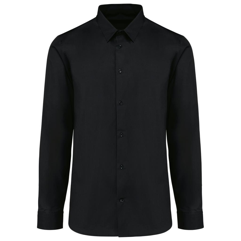 Camisa popeline de manga comprida de homem - Preto