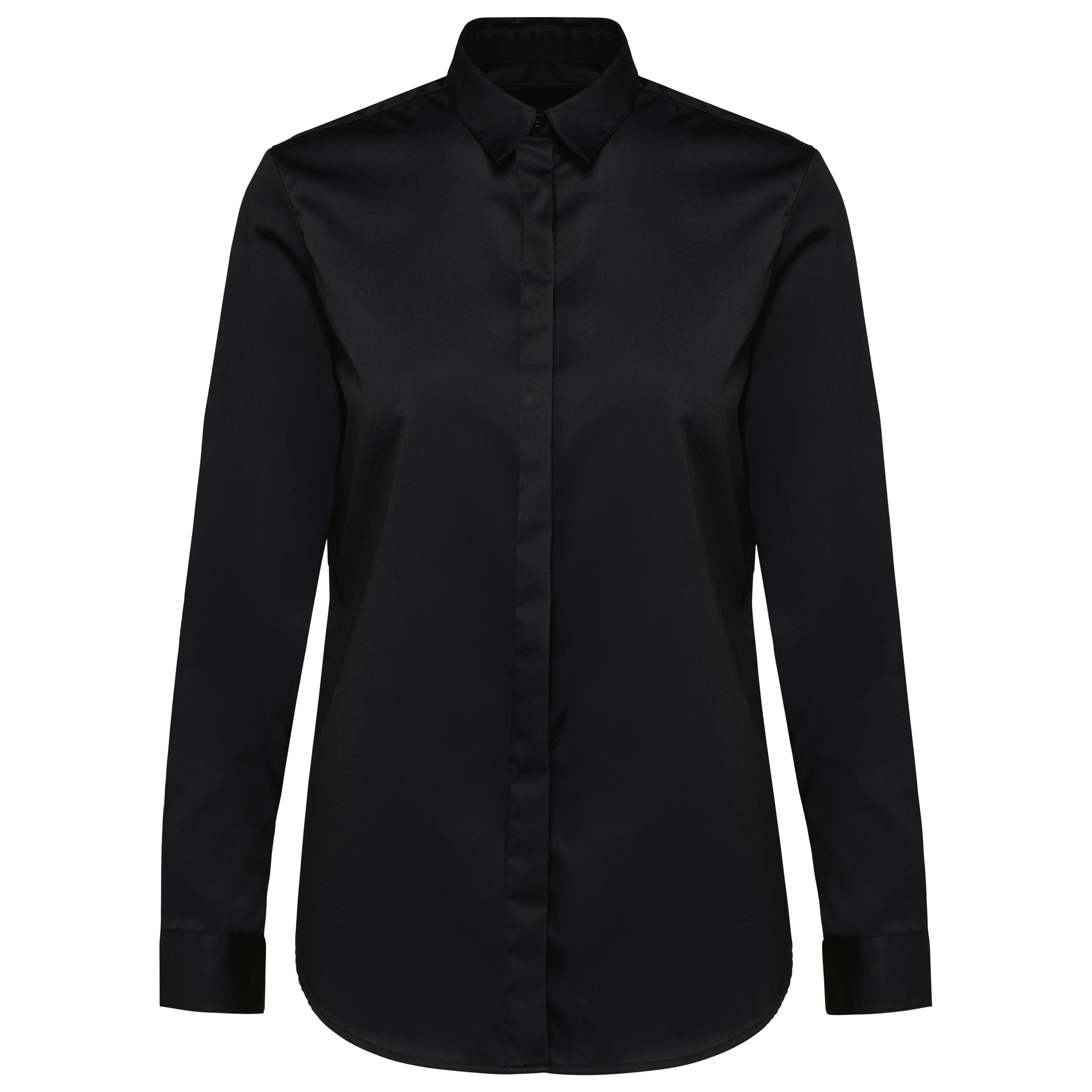 Camisa twill de manga comprida de senhora - Preto
