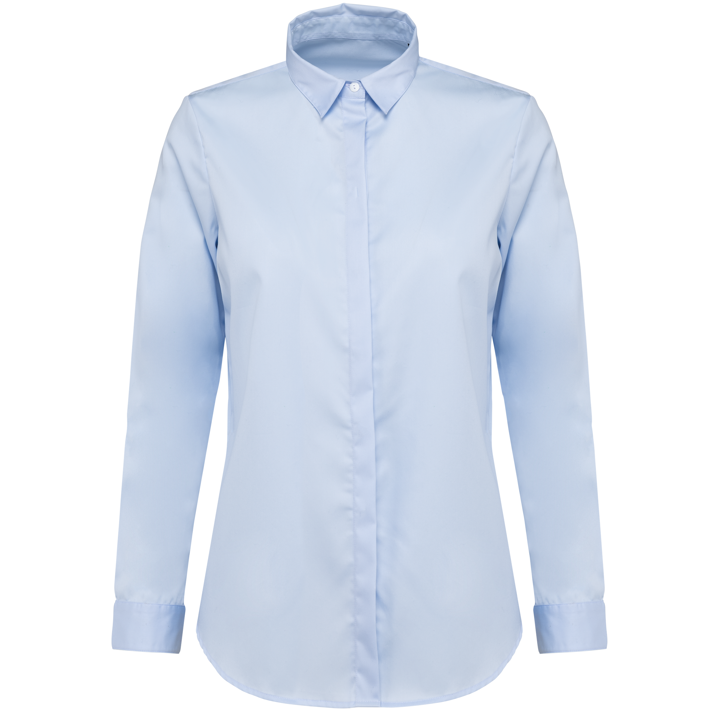 Camisa twill de manga comprida de senhora - Azul claro