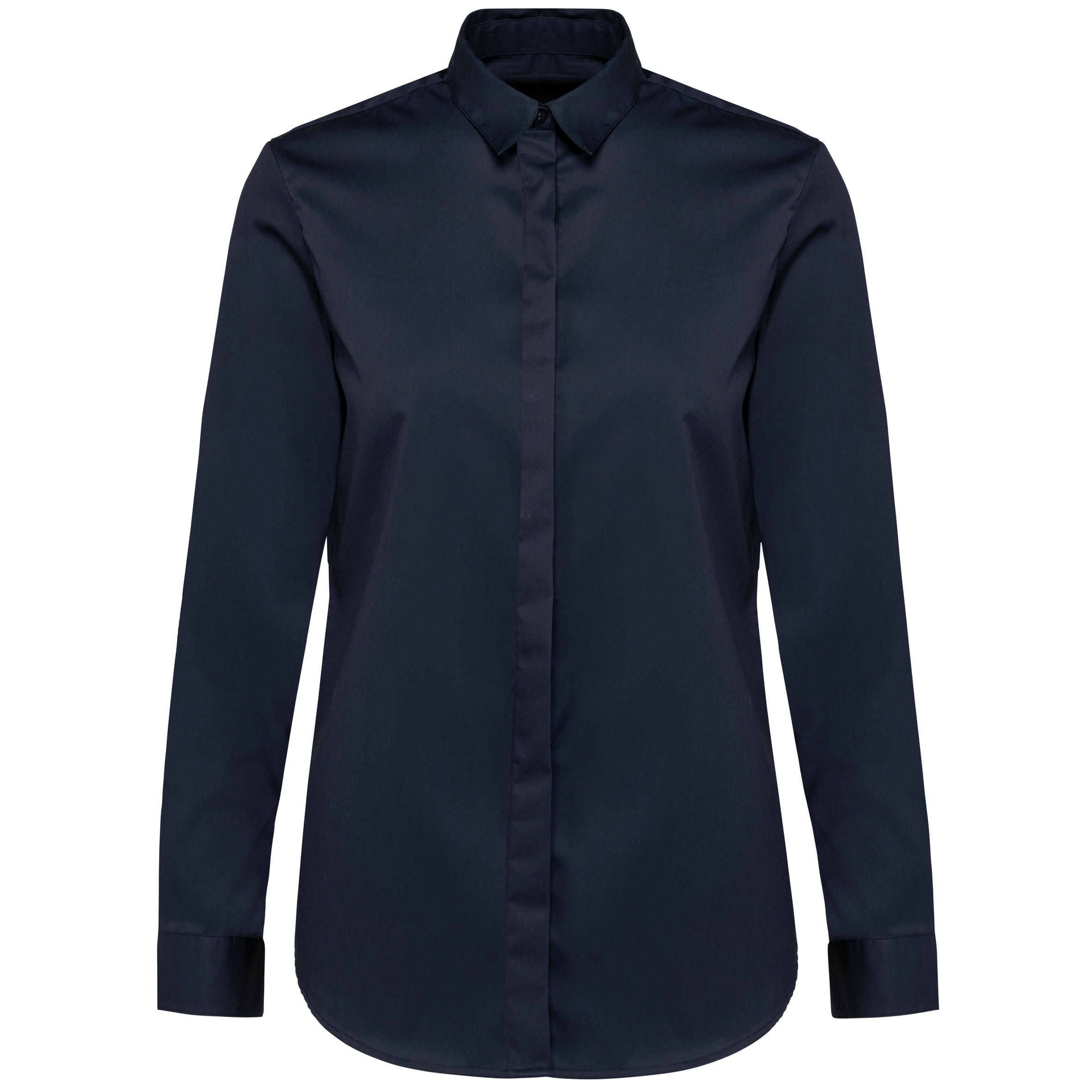 Camisa twill de manga comprida de senhora - Azul marinho