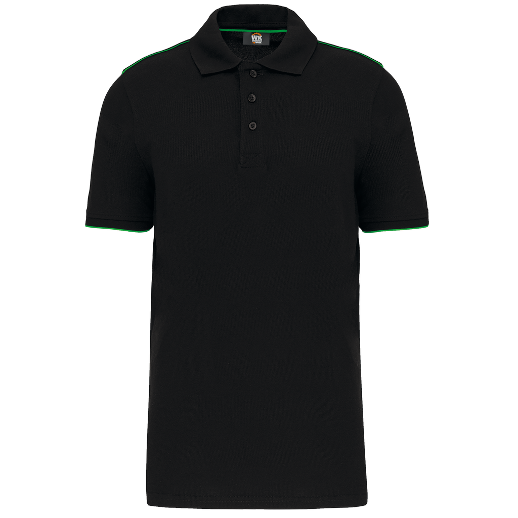 Polo com contraste Day To Day de manga curta - Preto / Verde kelly