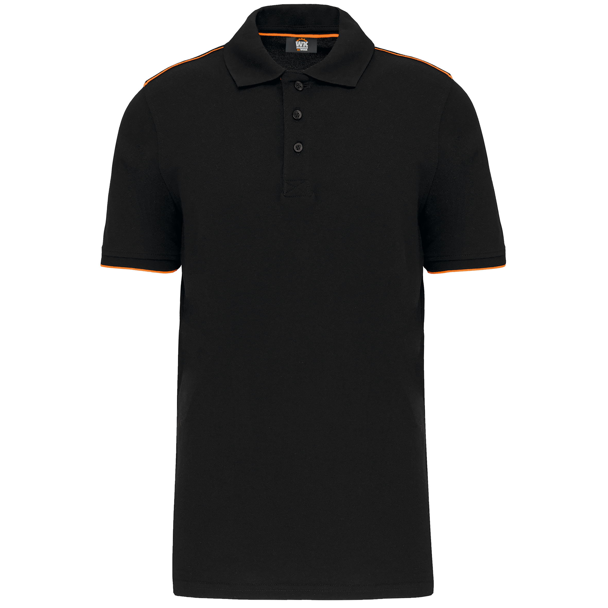 Polo com contraste Day To Day de manga curta - Preto / Laranja