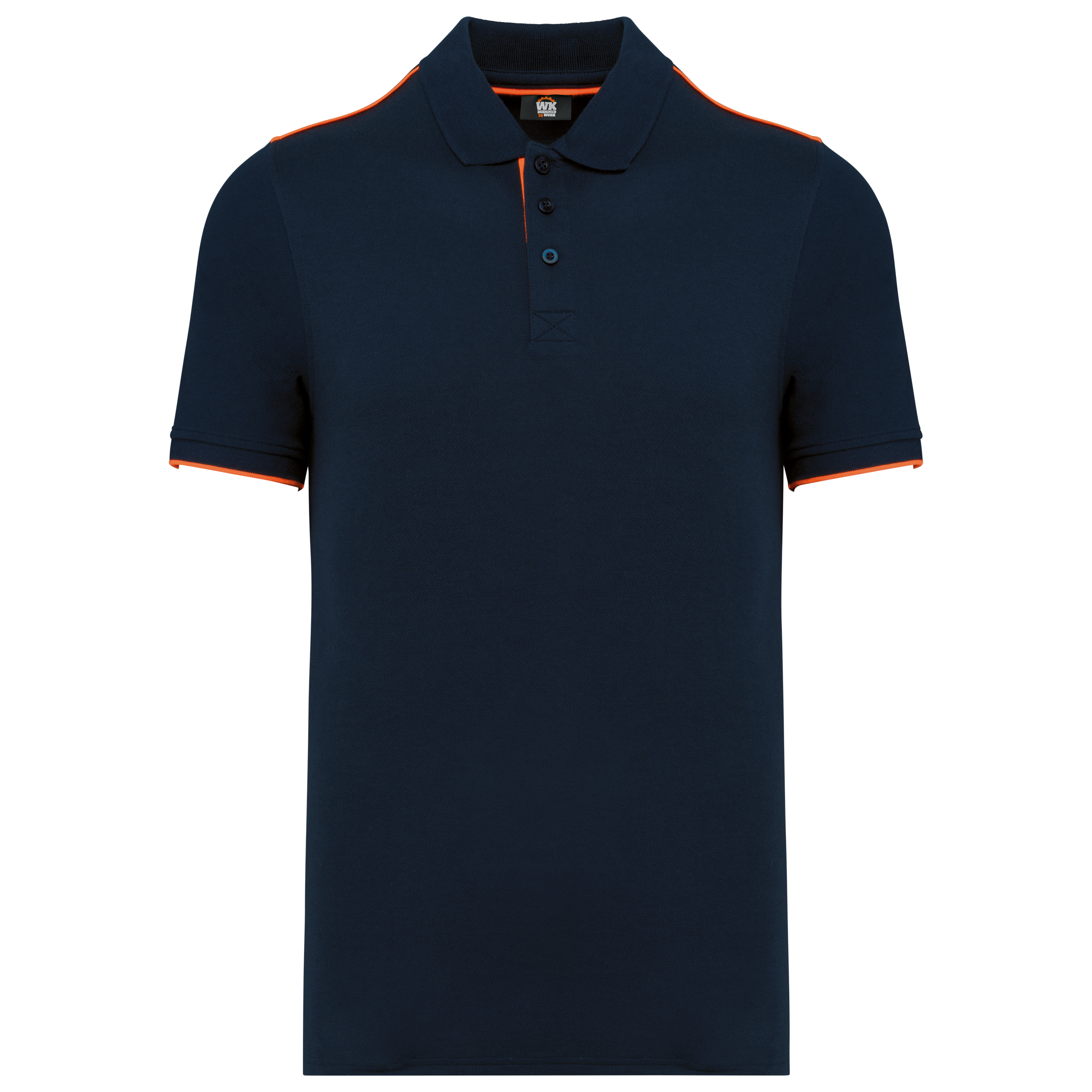 Polo com contraste Day To Day de manga curta - Azul marinho / Laranja fluorescente