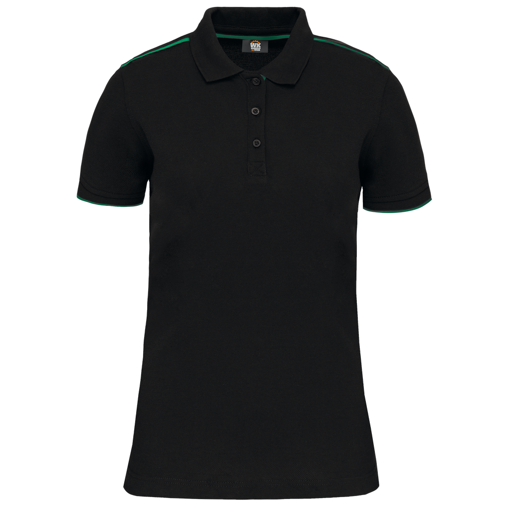 Polo de senhora com contraste Day To Day de manga curta - Preto / Verde kelly