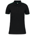 Polo de senhora com contraste Day To Day de manga curta - Preto / Verde kelly